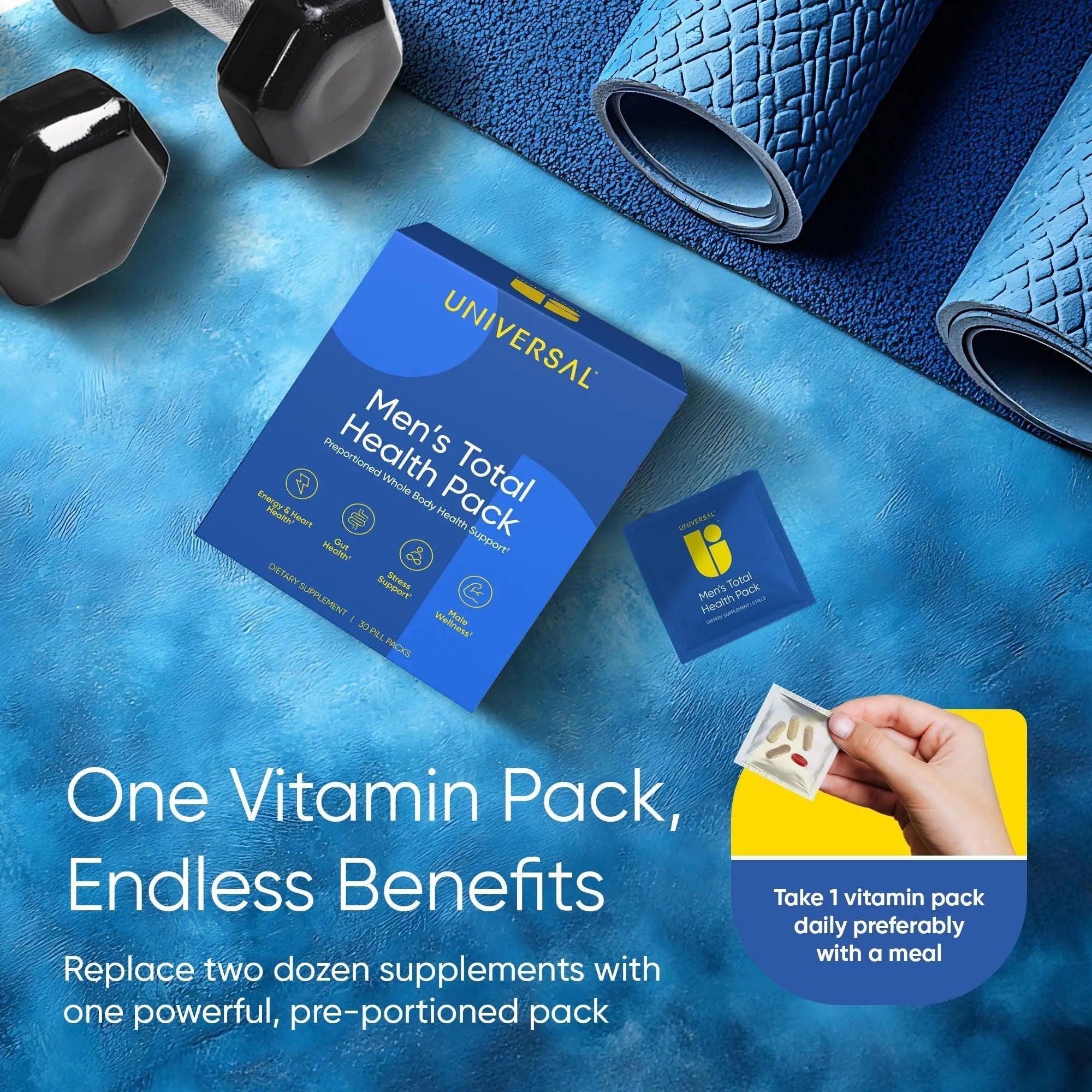 Men's Total Health Daily Vitamin Packs - 22 Essential Minerals & Vitamins for Men, All-in-One Multivitamin Supplement for Energy Universal UAu supplements