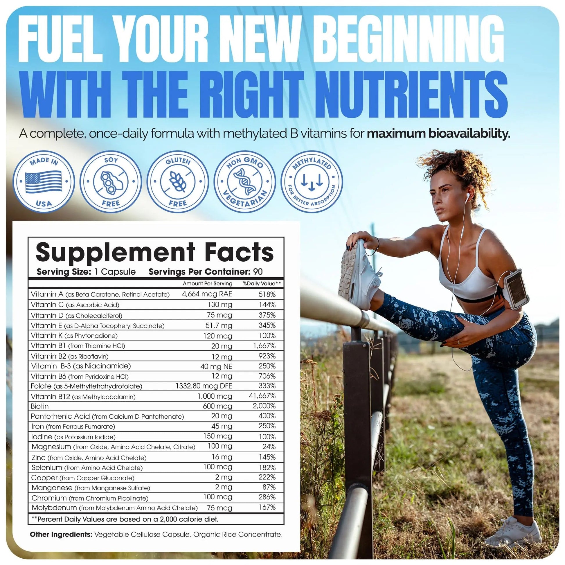 Shiny Leaf Methylated Bariatric Multivitamin with Iron 45mg – Once Daily Capsule, Made in USA, ASMBS Compliant Bariatric Vitamins Shiny LeafAu supplements