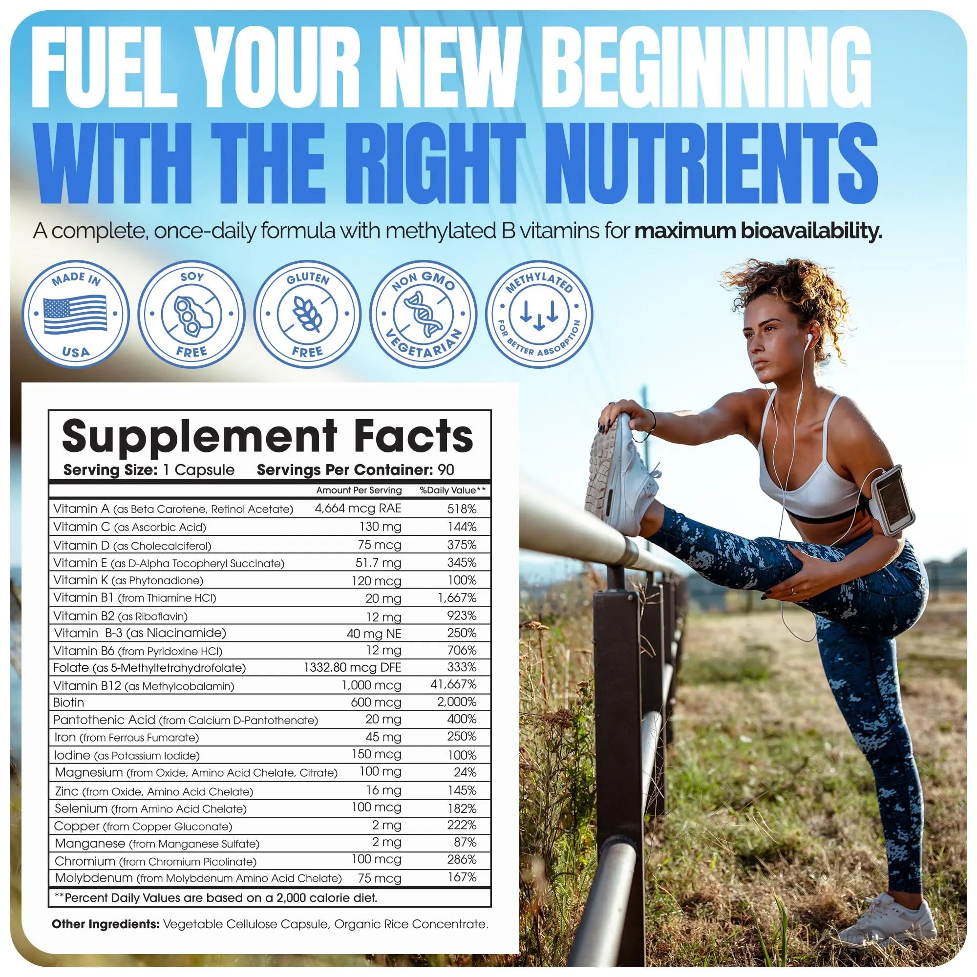Shiny Leaf Methylated Bariatric Multivitamin with Iron 45mg – Once Daily Capsule, Made in USA, ASMBS Compliant Bariatric Vitamins Shiny LeafAu supplements