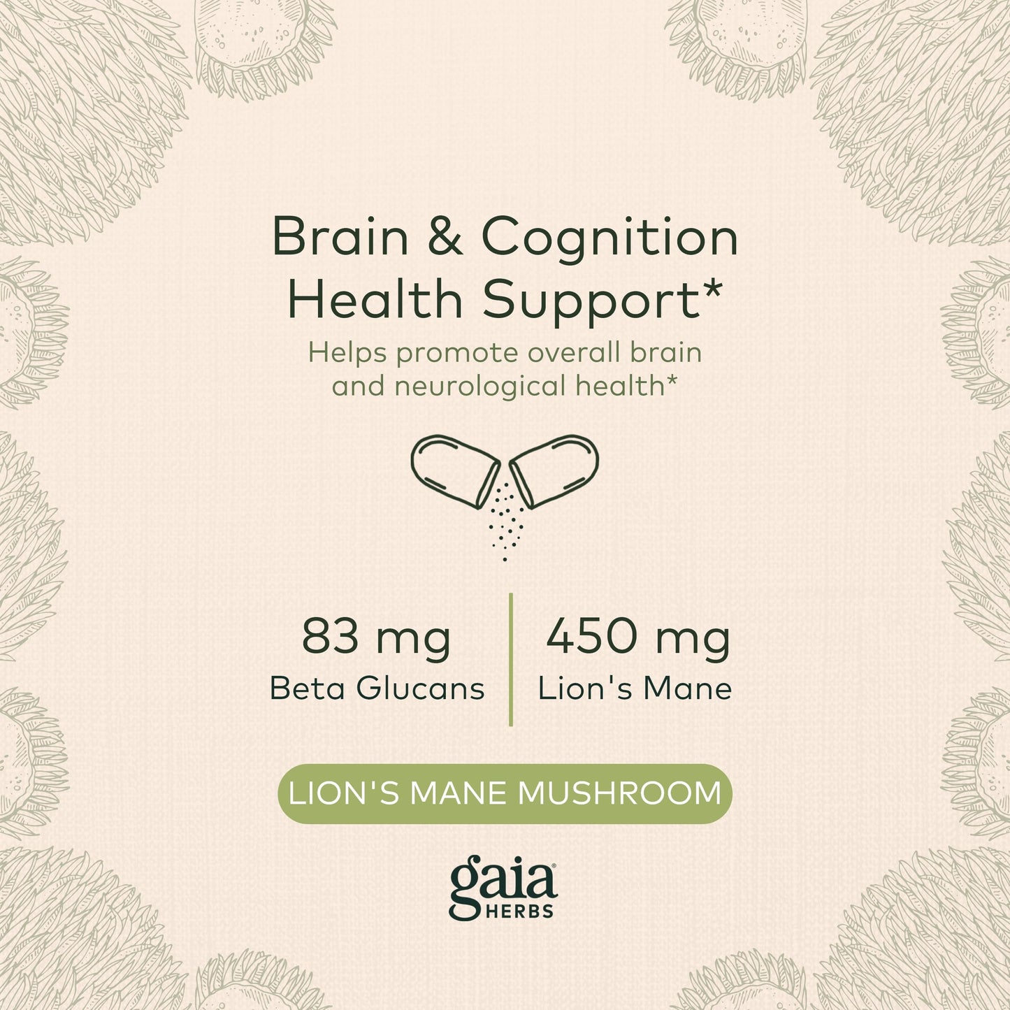 Gaia Herbs Organic Lion’s Mane Mushroom - Brain and Nerve Support Supplement Gaia HerbsUS supplements