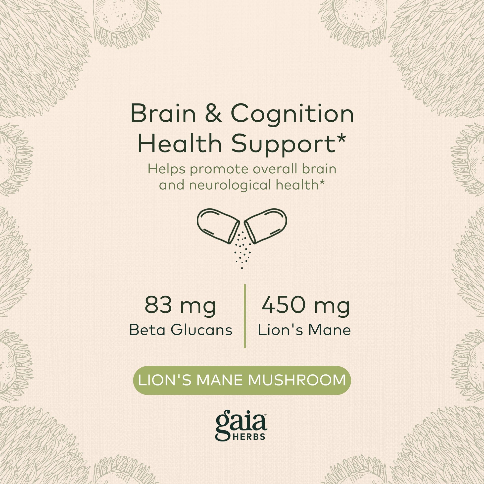 Gaia Herbs Organic Lion’s Mane Mushroom - Brain and Nerve Support Supplement Gaia HerbsUS supplements