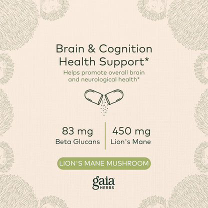 Gaia Herbs Organic Lion’s Mane Mushroom - Brain and Nerve Support Supplement Gaia HerbsUS supplements