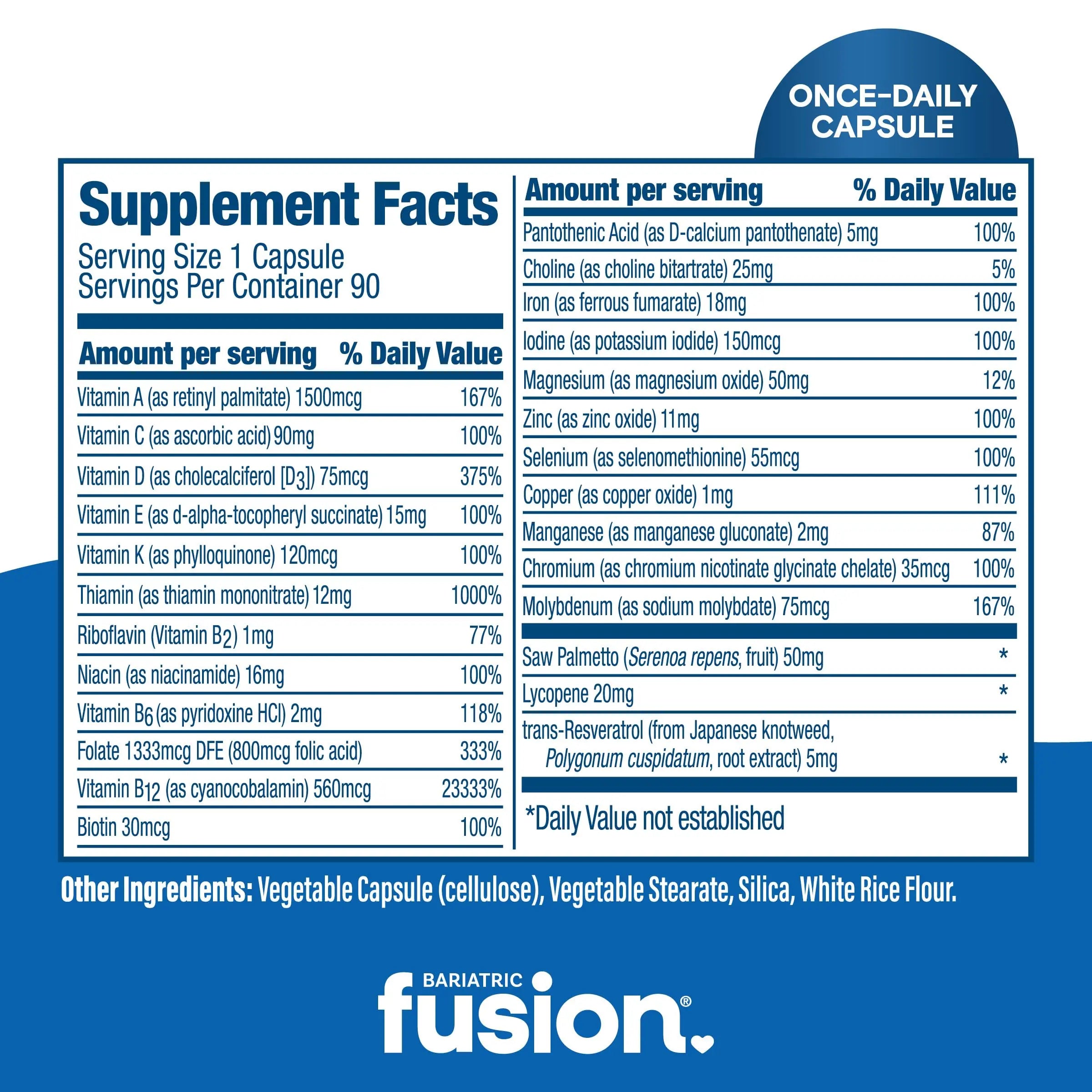 Bariatric Fusion One Per Day Bariatric Multivitamin with Iron for Men | with Prostate and Heart Support Vitamins* | Bariatric FusionAu supplements