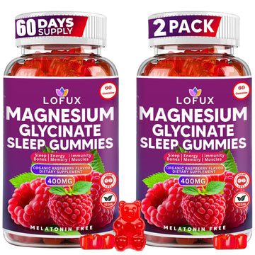Lofux Magnesium Glycinate Gummies 400mg, Sugar Free Magnesium Gummies for Adults Women, Men, Chewable Supplement Gummy with L-Threonate, Vitamin D, B6, CoQ10 - for Calm, Sleep, Body Relaxation, 120 Ct LofuxAu supplements