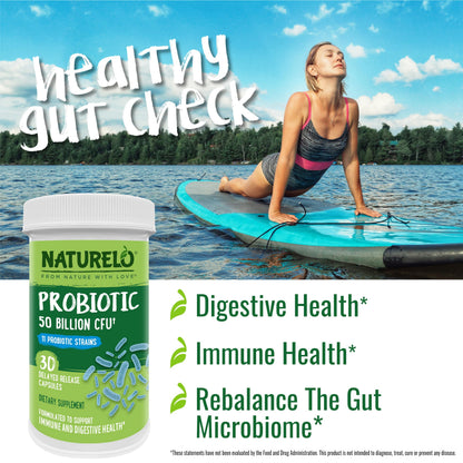 NATURELO Probiotic Supplement - 50 Billion CFU - 11 Strains - One Daily - Helps Support NATURELOUS supplements