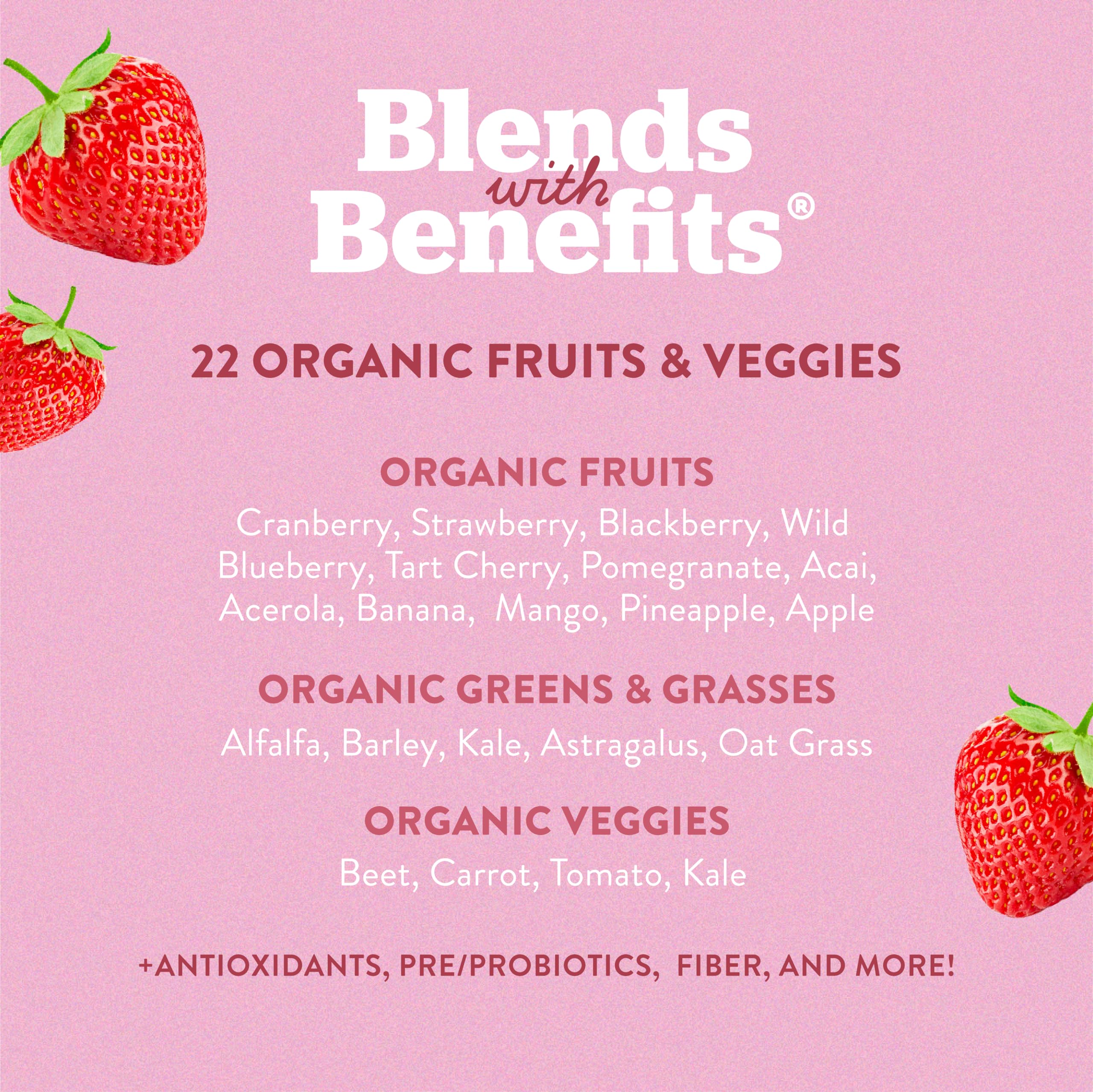 360 Nutrition Blends with Benefits Reds & Superfoods for Natural Antioxidants and Polyphenols, with Fruits & Veggies, Probiotics Digestion, Daily Energy - Berries & Cream - 30 Servings 360 NutritionAu supplements