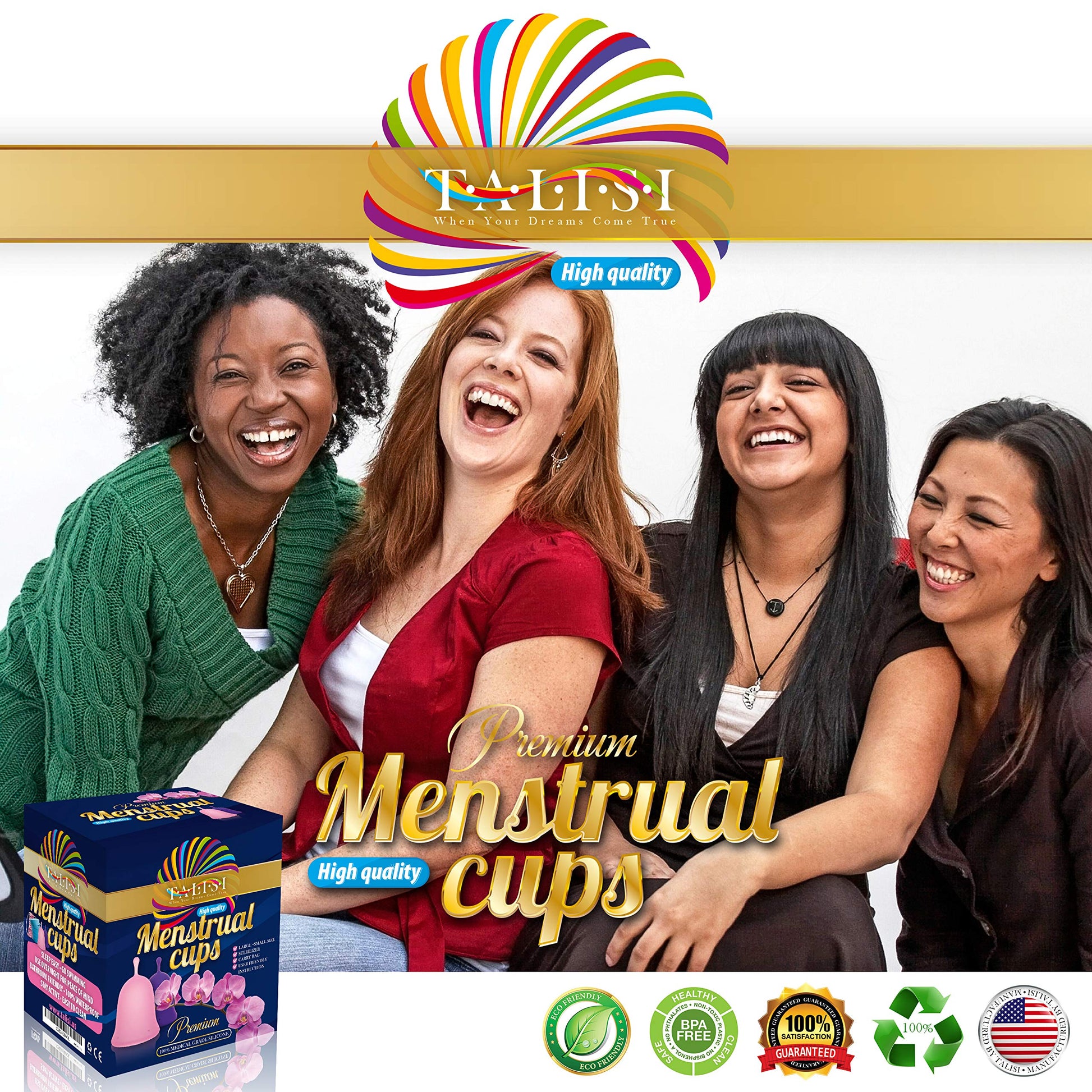 Talisi Menstrual Cups Set of 2 with Collapsible Silicone Sterilizer - Soft & Flexible Sensitive Feminine TALISI WHEN YOUR DREAMS COME TRUEAu supplements