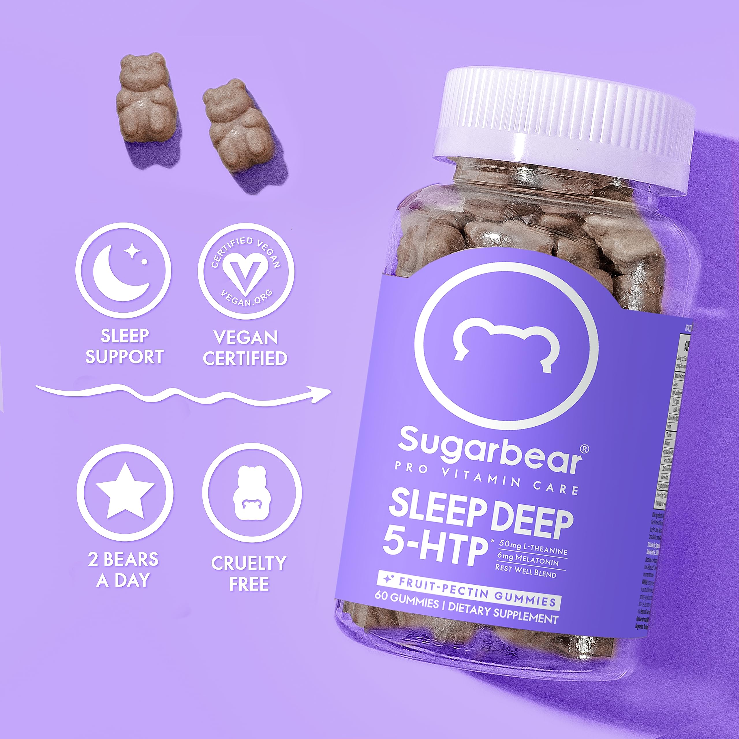 Sugarbear Sleep Aid Gummies for Adults with Melatonin 6mg, Magnesium SugarBearHairUS supplements