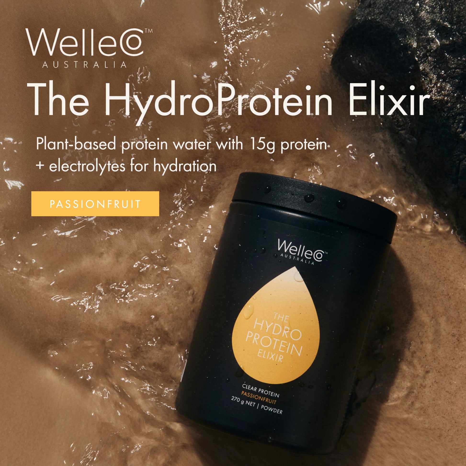 WelleCo HydroProtein Elixir, Potassium Electrolyte Powder with 15g Vegan Protein for Energy, Healthy Hair, Skin & Nails, Easy to Digest Powdered Electrolytes, Passionfruit, 9.5oz Jar WelleCoAu supplements