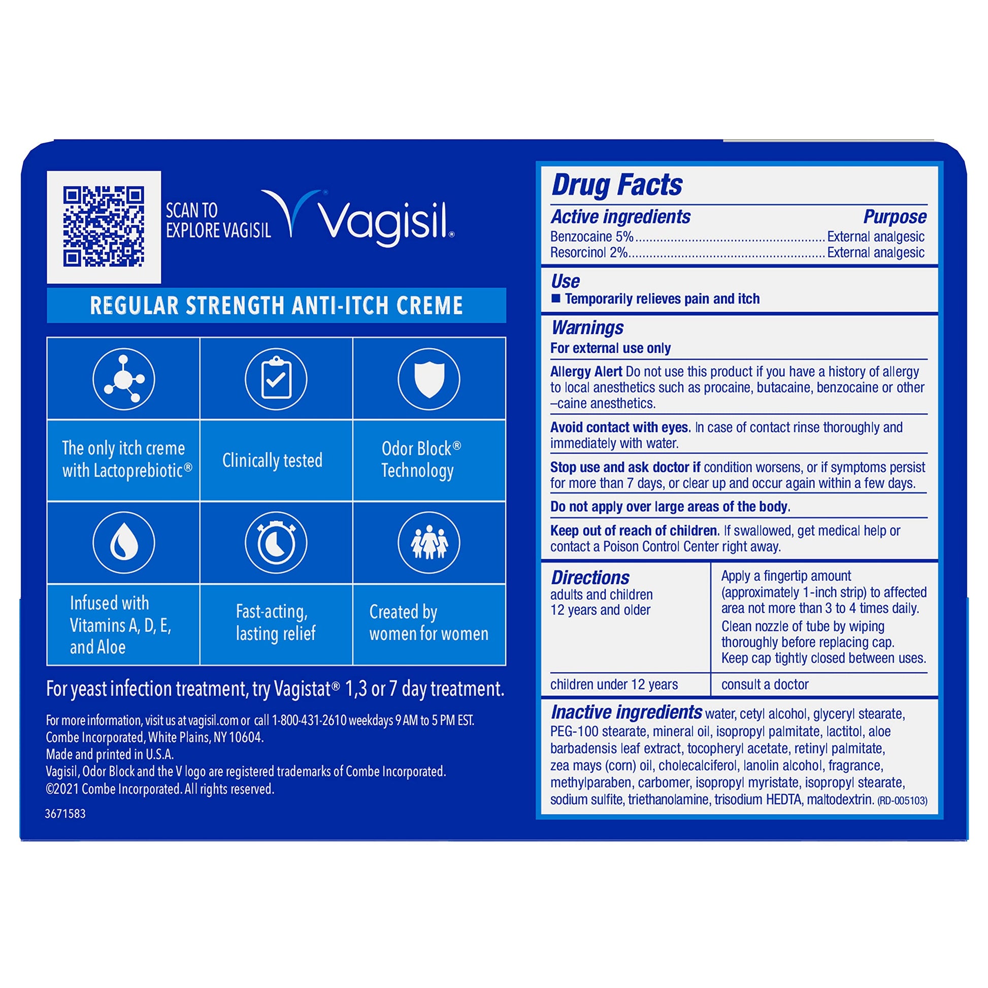 Vagisil Regular Strength Anti-Itch Feminine Cream for Women, Gynecologist Tested VagisilAu supplements