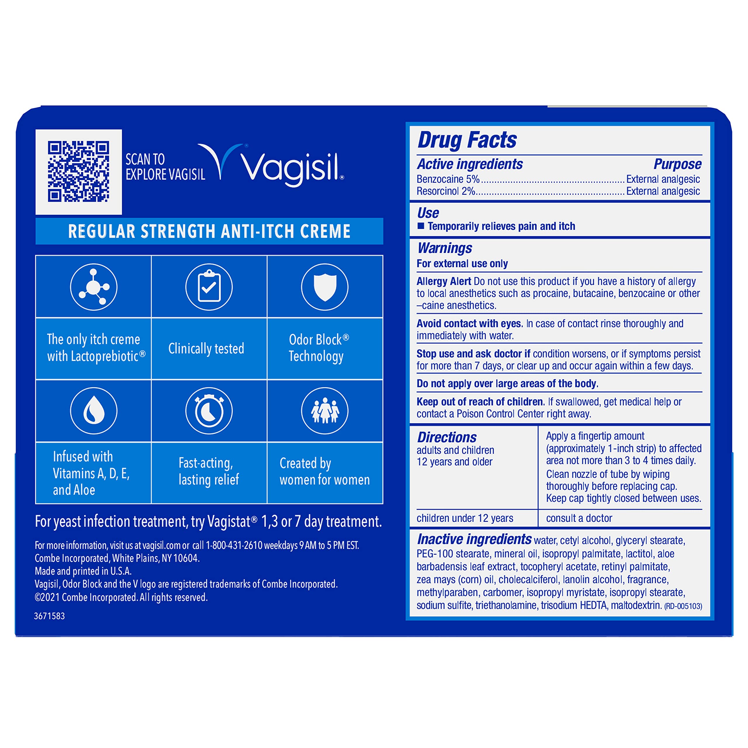Vagisil Regular Strength Anti-Itch Feminine Cream for Women, Gynecologist Tested VagisilAu supplements