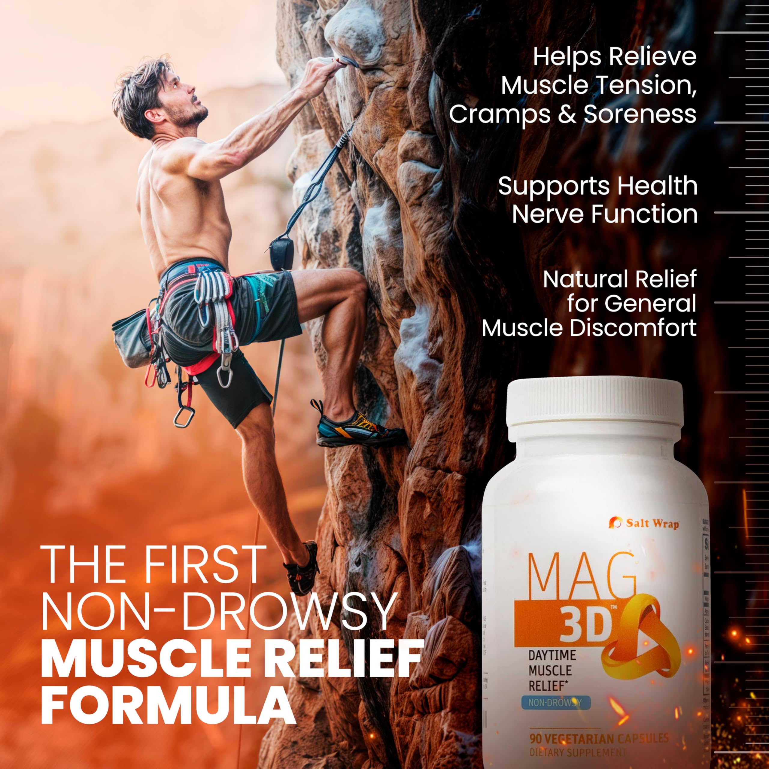 SaltWrap Mag 3D – Daytime (Non-Drowsy) Leg Cramp & Muscle Relief Support - Natural Supplement for Muscle and Nerve Health with Turmeric, Alpha Lipoic Acid & Magnesium SaltWrapAu supplements
