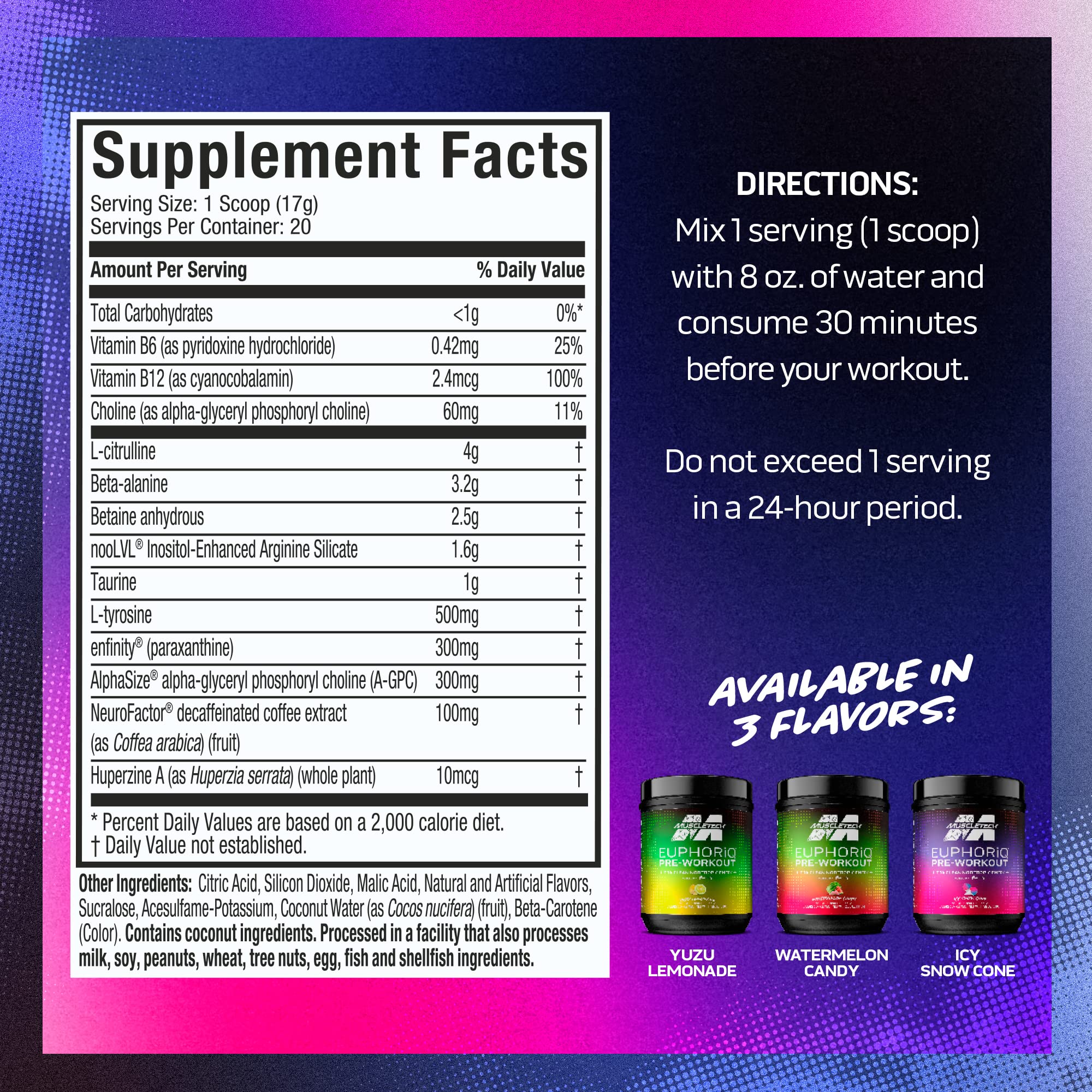Pre Workout Powder MuscleTech EuphoriQ PreWorkout Smart Pre Workout Powder MuscleTechUS supplements
