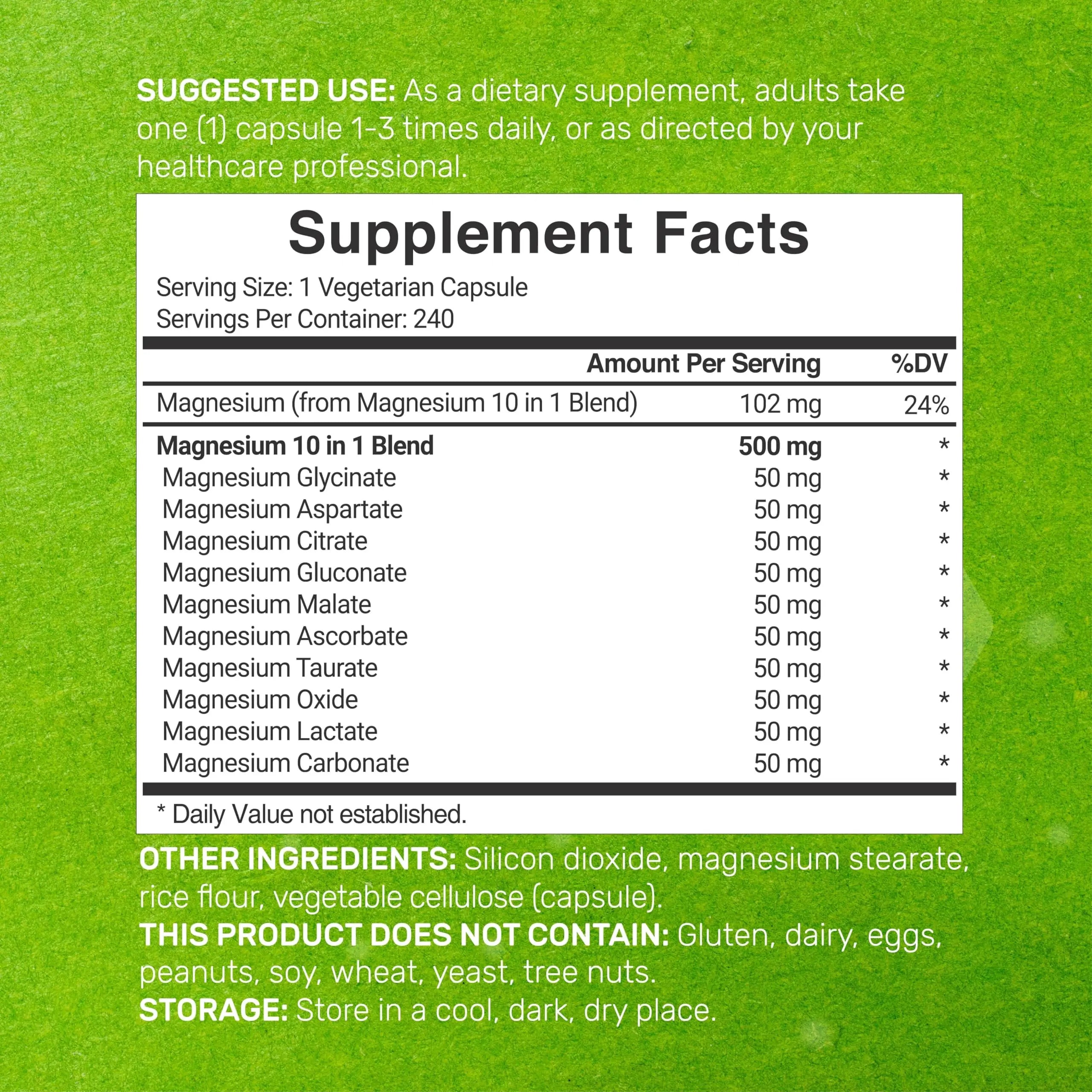 Magnesium Complex 500mg, 240 Veggie Capsules – 10-in-1 Glycinate, Citrate, Malate, Oxide, & More – 100% Chelated for Easy Absorption – Essential Mineral Supplement – Non-GMO DEAL SUPPLEMENTnz supplements