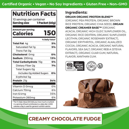 Orgain Organic Vegan Protein Powder, Chocolate Fudge - 21g Plant Based Protein, Gluten OrgainUS supplements