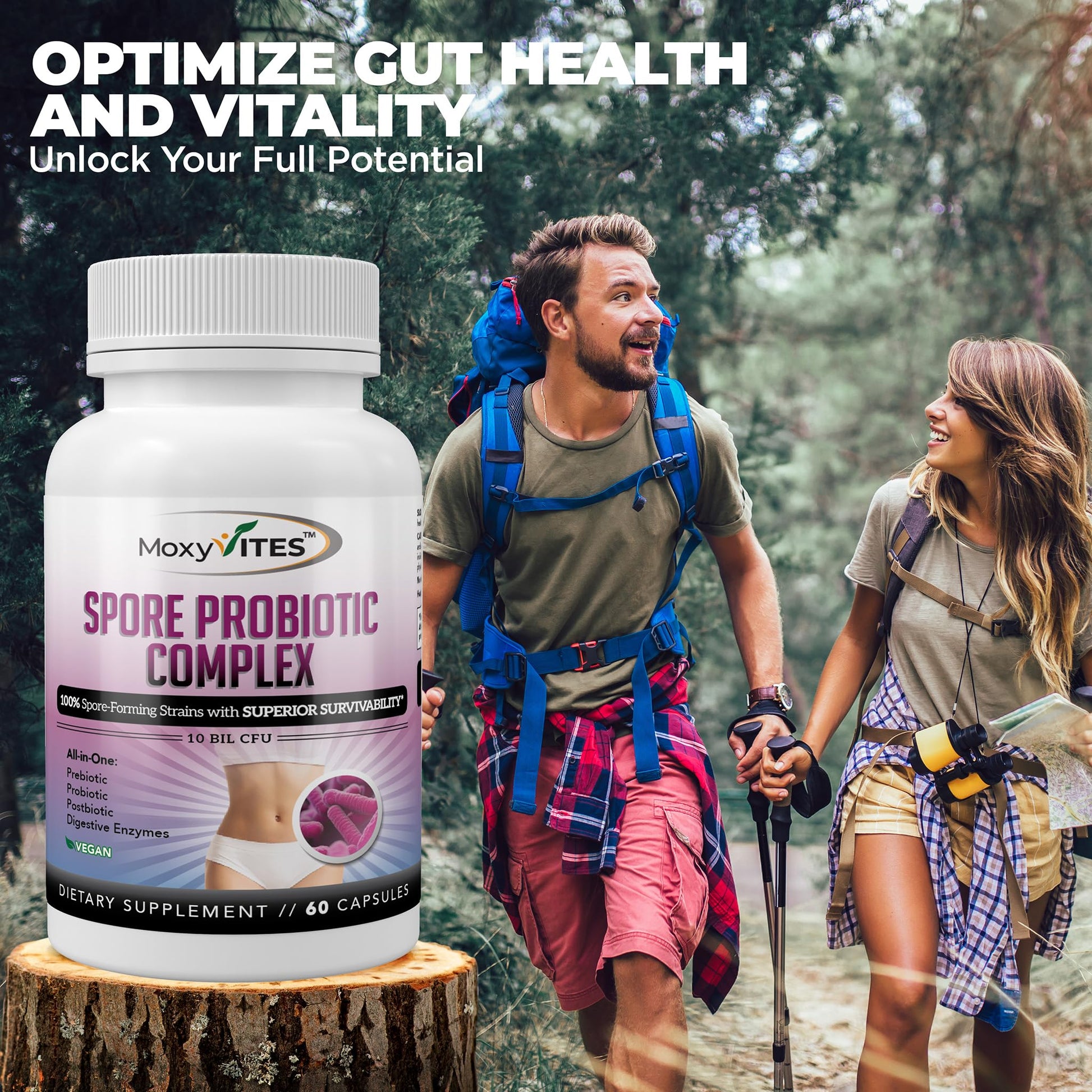 MoxyVites Spore Probiotic Complex - All In One Prebiotics and Probiotics for Digestive Health, Postbiotic, Digestive Enzymes Daily Supplement - Spore Based Probiotic for Women & Men MoxyVitesAu supplements