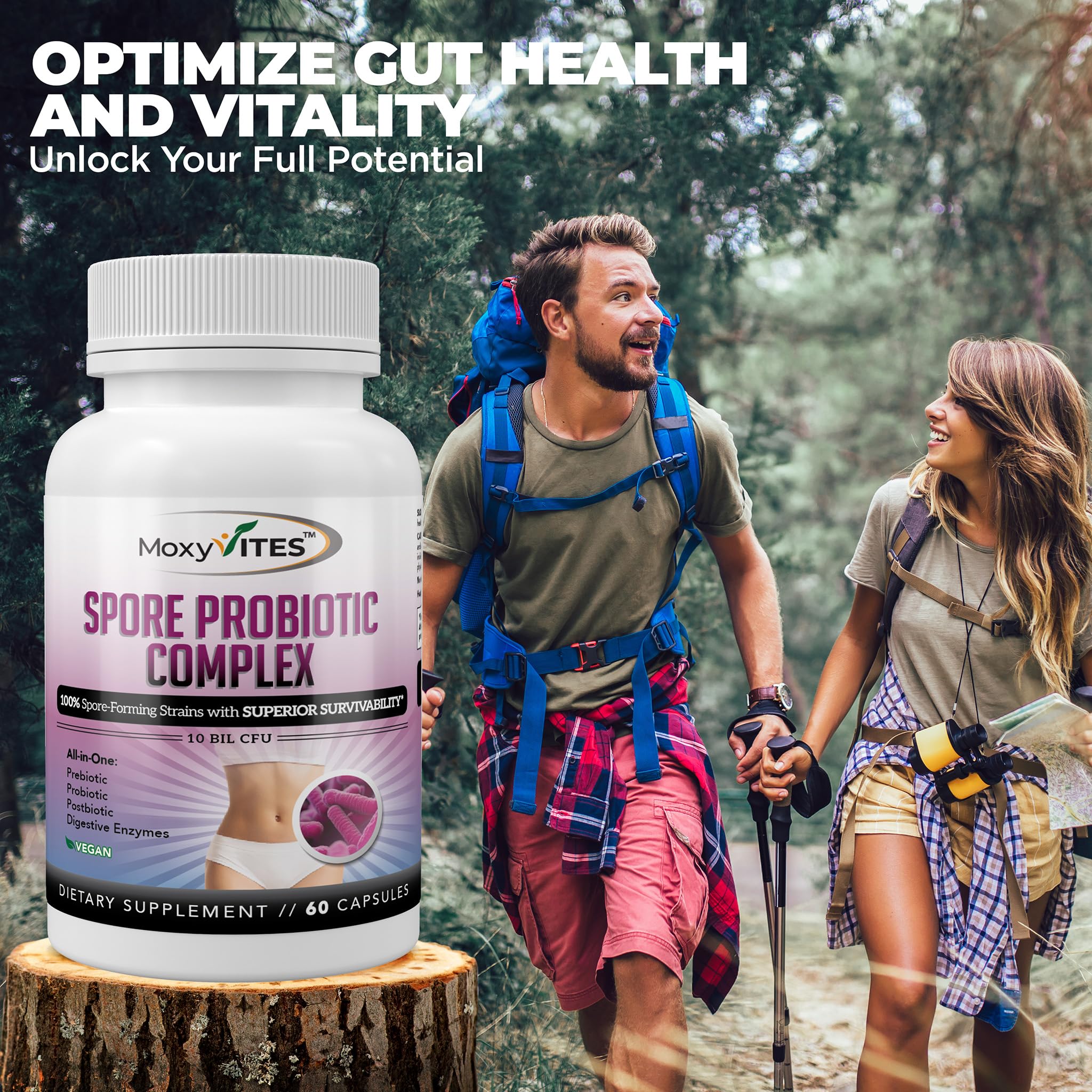 MoxyVites Spore Probiotic Complex - All In One Prebiotics and Probiotics for Digestive Health, Postbiotic, Digestive Enzymes Daily Supplement - Spore Based Probiotic for Women & Men MoxyVitesAu supplements