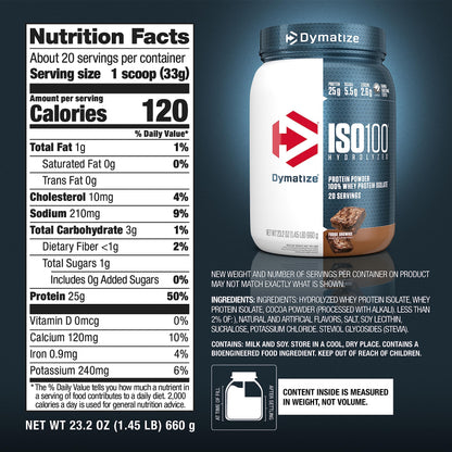 Dymatize ISO100 Hydrolyzed Protein Powder, 100% Whey Isolate Protein, 25g of Protein DymatizeUS supplements