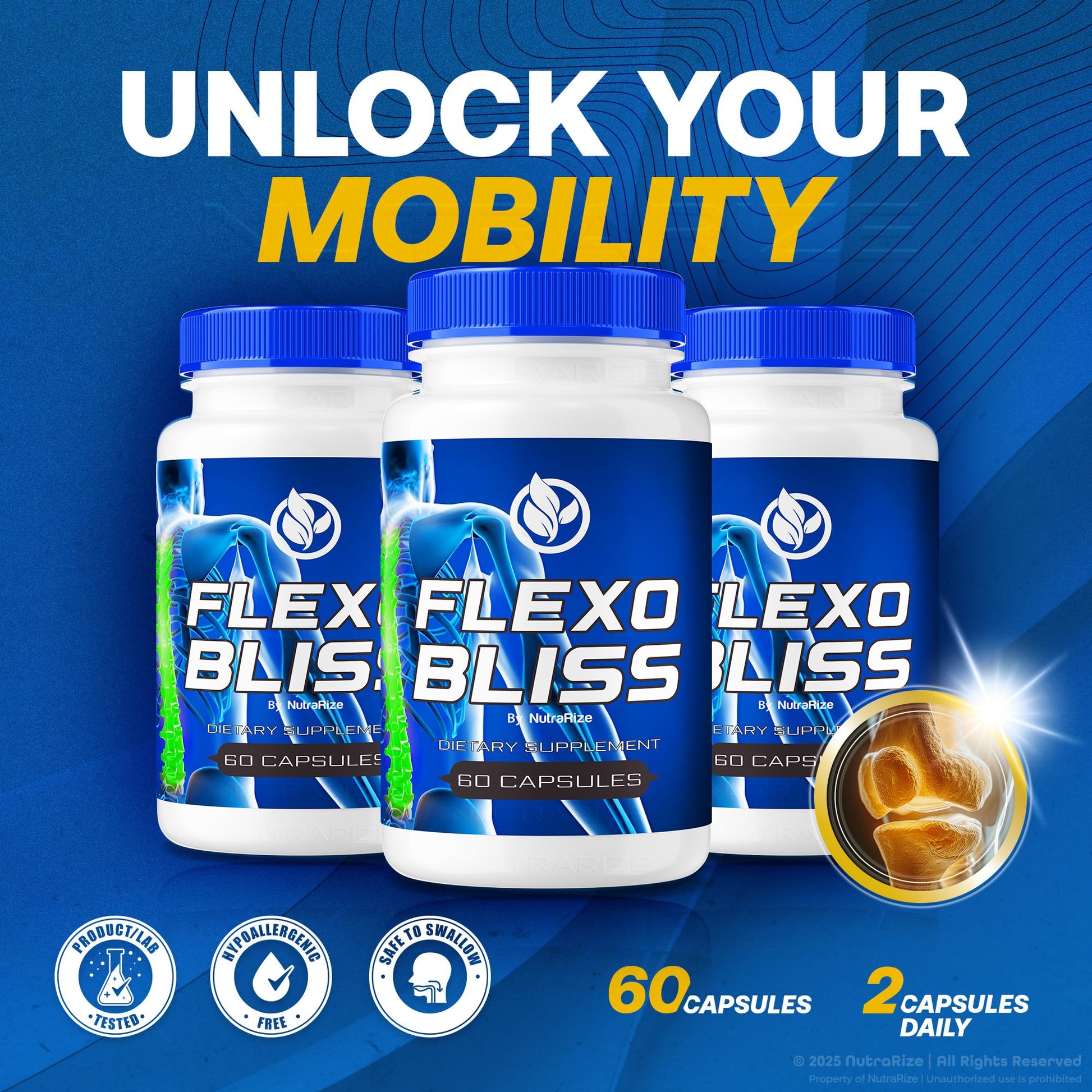 NutraRize Flexo Bliss, FlexoBliss Joint Health Support, All-Natural Supplement to Support Flexibility and Full Range of Motion, Official Flexo Bliss Reviews (60 Capsules) NutraRizeAu supplements