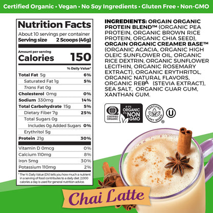 Orgain Organic Vegan Protein Powder, Chai Latte - 21g Plant Based Protein, Gluten Free OrgainUS supplements