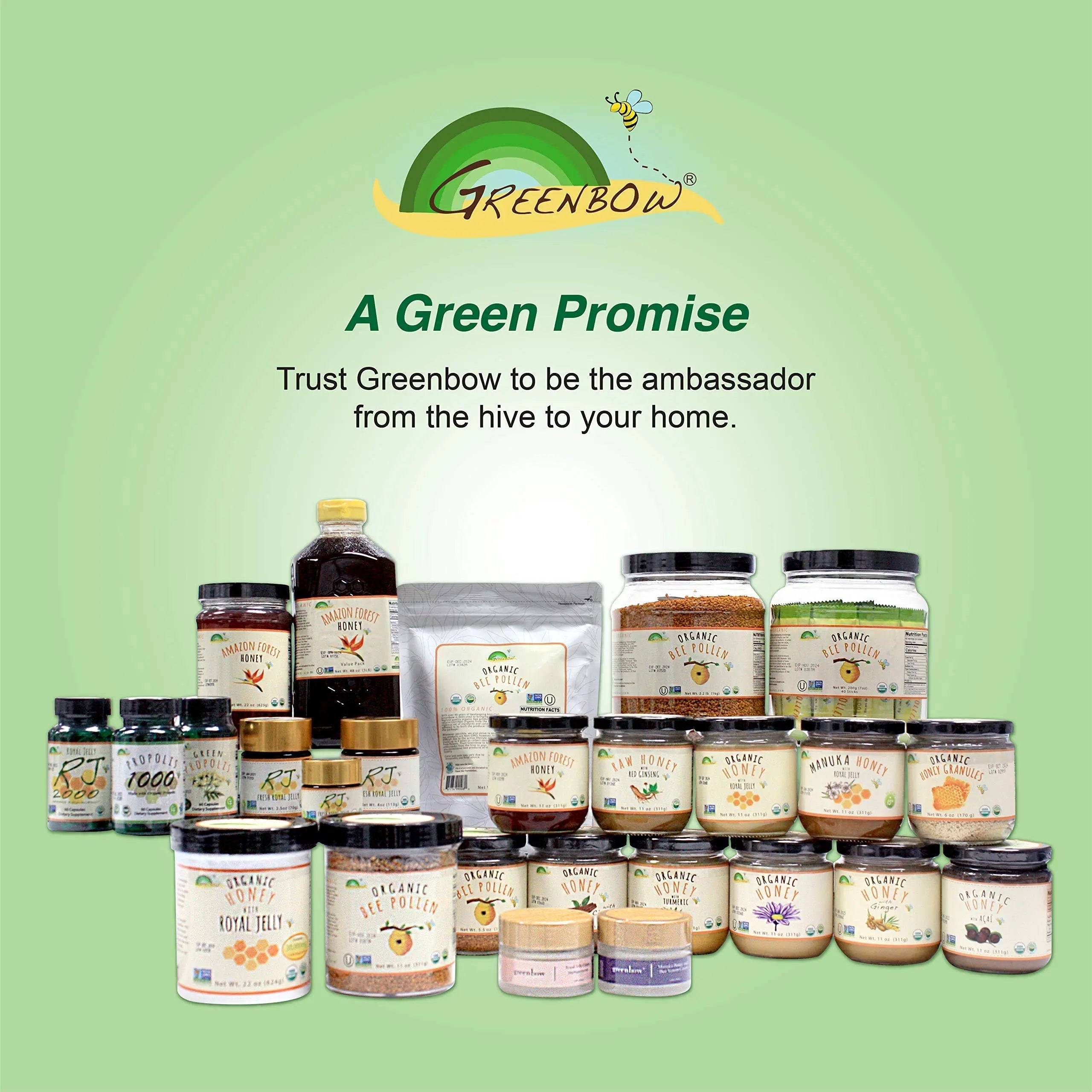 Greenbow Organic Bee Pollen - 100% USDA Certified Organic, Non-GMO, Halal, Kosher Certified, Pure & Natural Bee Pollen GreenbowAu supplements