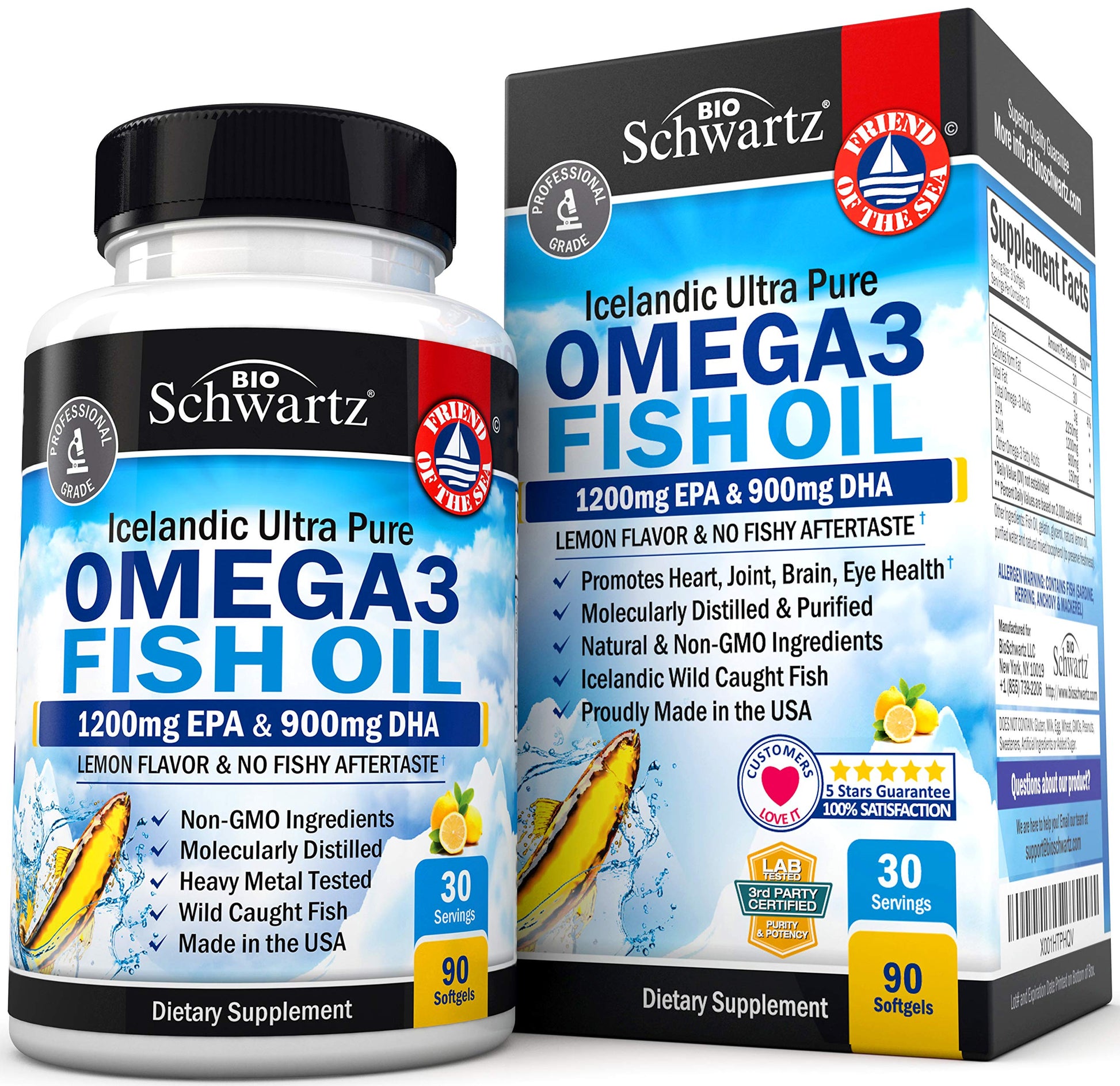Omega 3 Fish Oil Supplement - 1200mg EPA and 900mg DHA Fatty Acid Per Serving BioSchwartzAu supplements