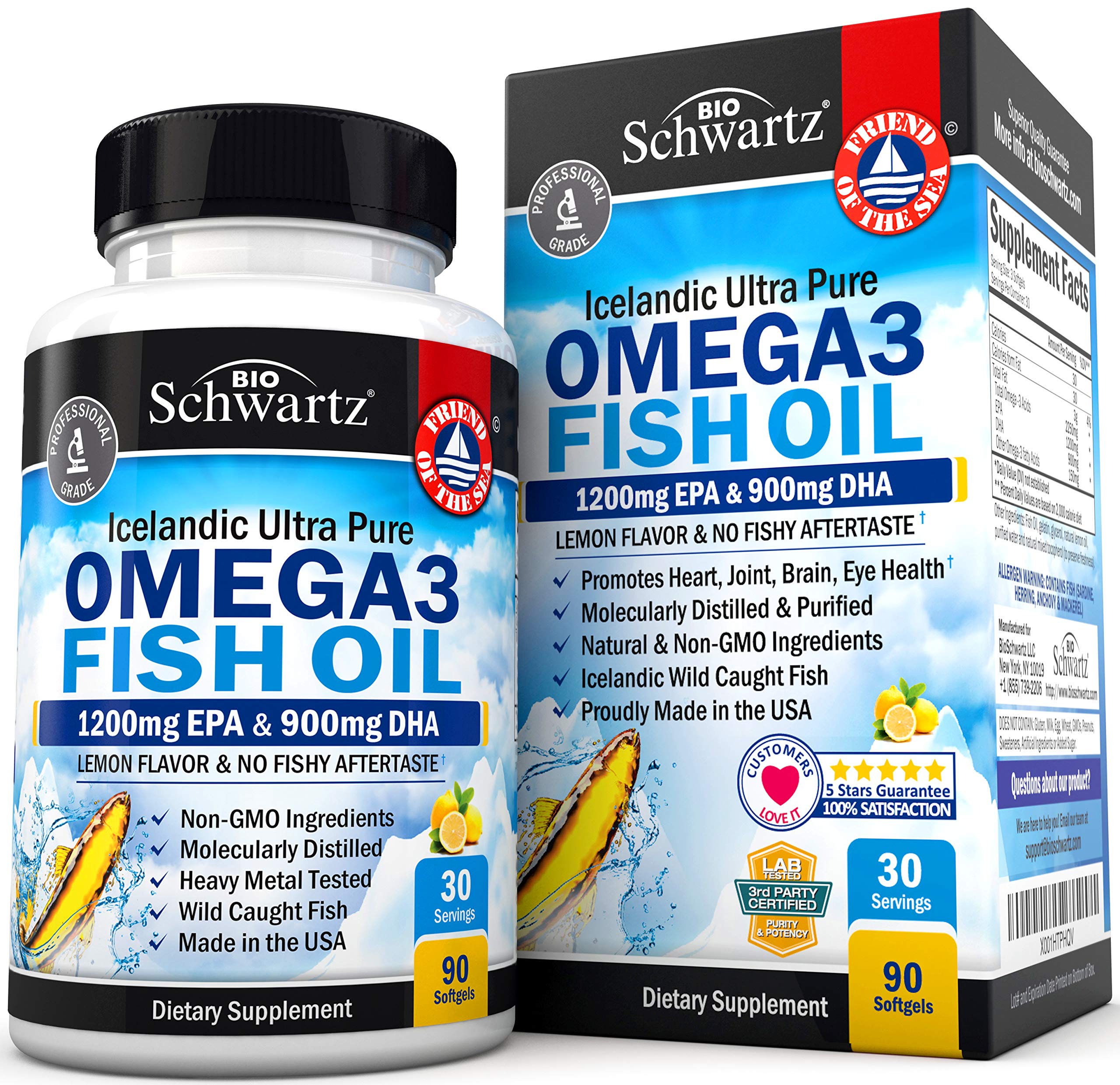 Omega 3 Fish Oil Supplement - 1200mg EPA and 900mg DHA Fatty Acid Per Serving BioSchwartzAu supplements