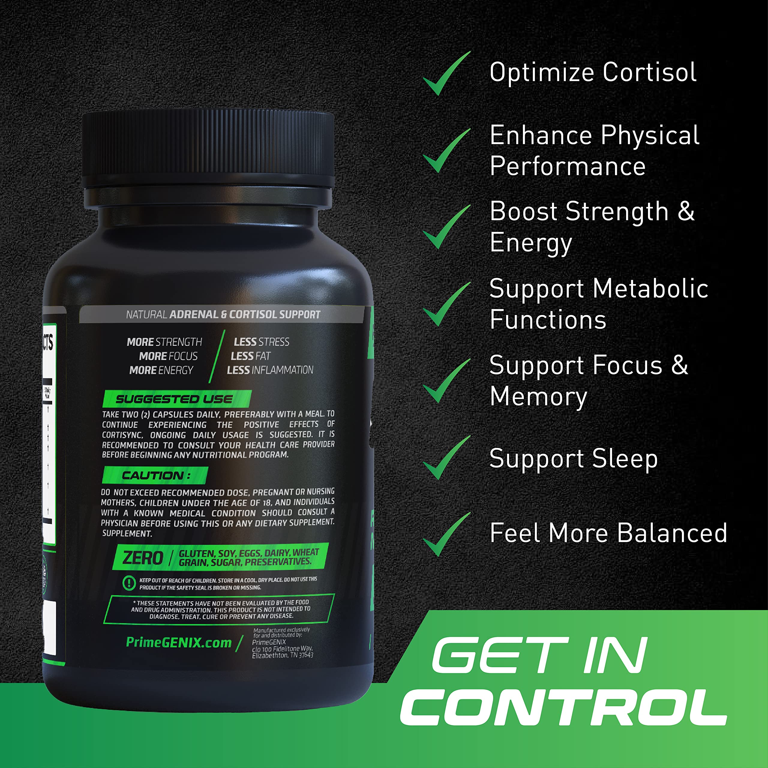 PrimeGENIX CortiSync | Reduce Cortisol | Increase Energy | Improve Focus | Organic PrimeGENIXAu supplements