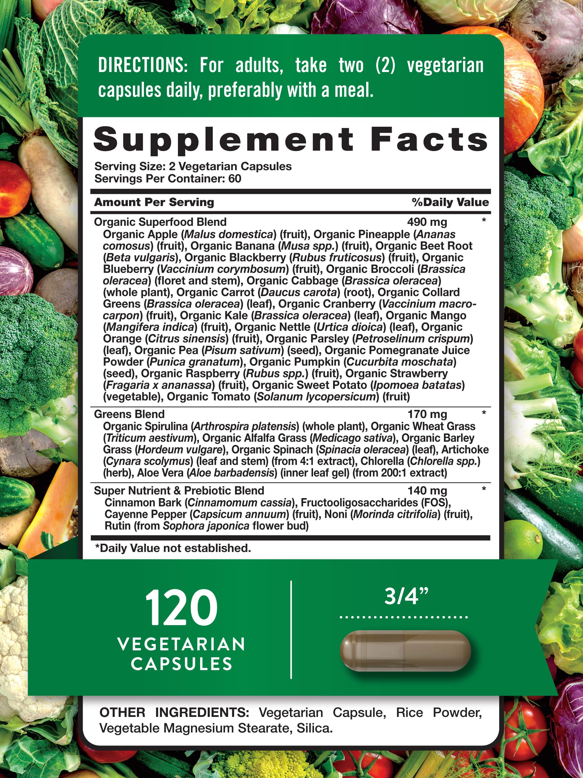 Nature's Truth Fruit and Veggies Supplement | 120 Vegetarian Capsules | 20+ Fruits & Vegetables | Vegetarian, Non-GMO, and Gluten Free Supplement Nature's TruthAu supplements