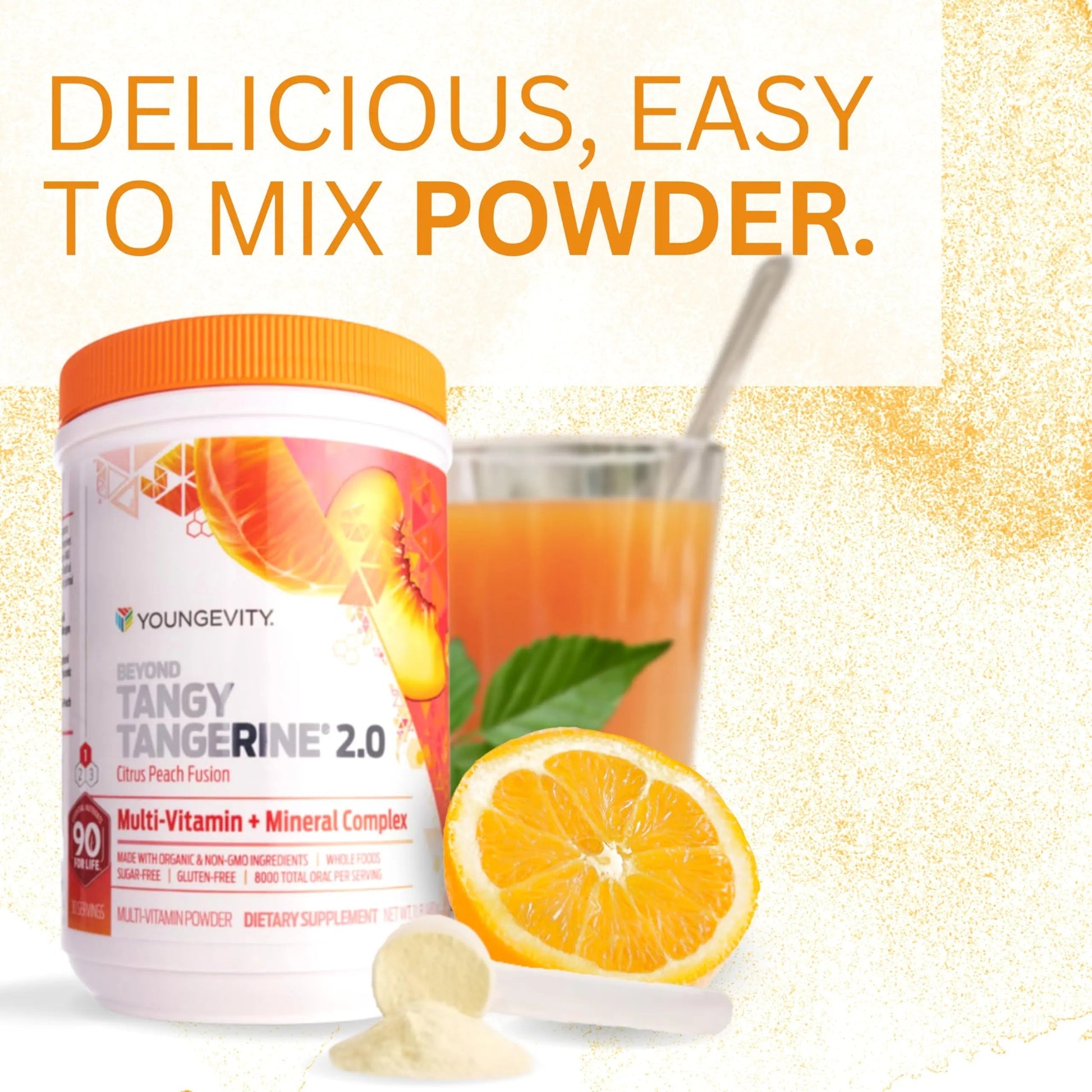 Youngevity Beyond Tangy Tangerine 2.0 Citrus Peach Ultimate Multi-Vitamin & Mineral Complex - Made with Natural & Whole Foods | 8,000 ORAC | 2 Canisters YoungevityAu supplements