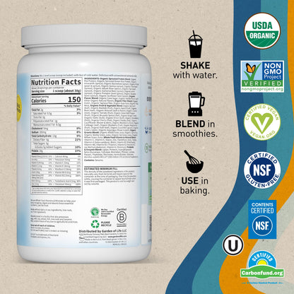 Garden of Life Vegan Protein Powder - Raw Organic Meal Replacement Shakes Garden of LifeUS supplements