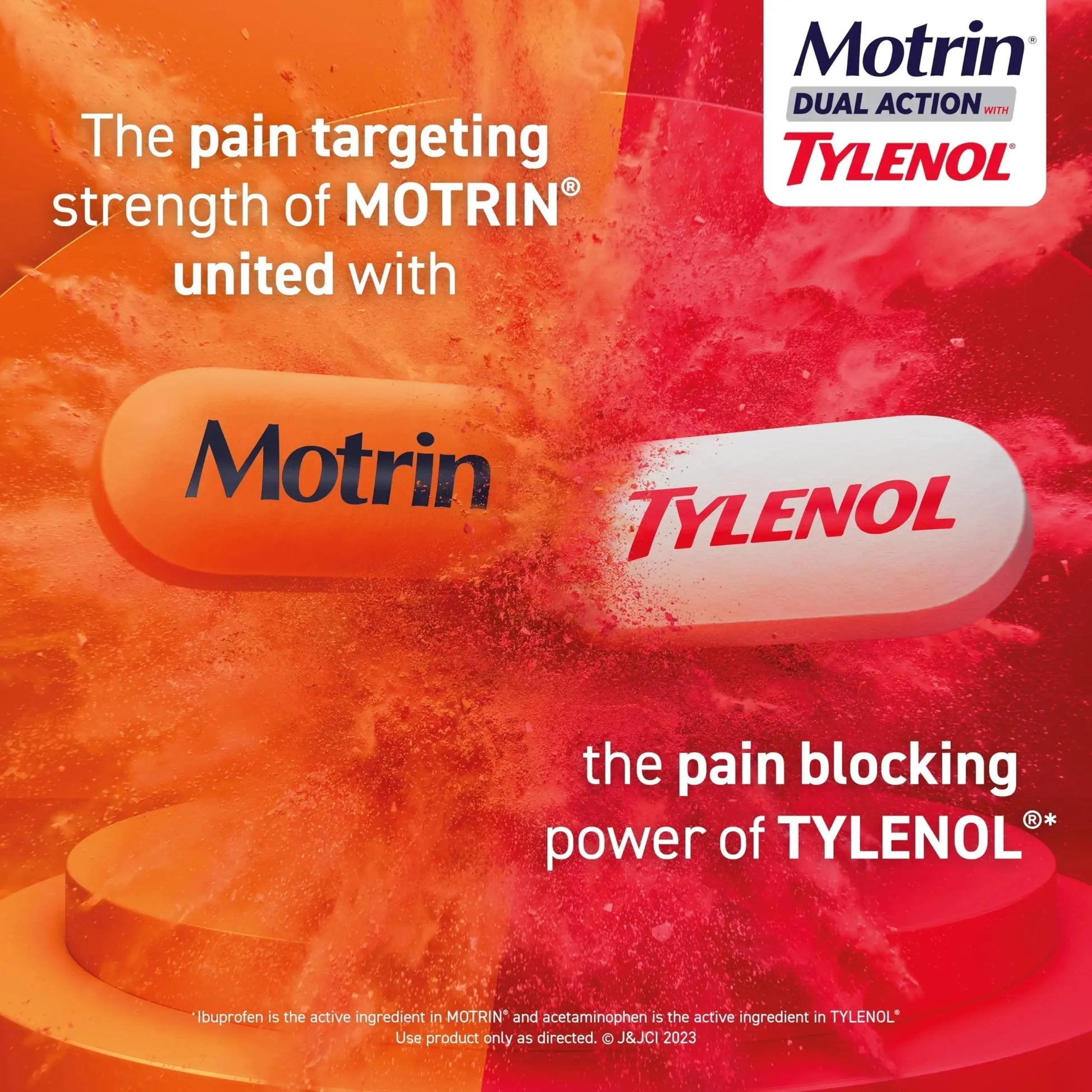 Motrin Dual Action with Tylenol, Ibuprofen & Acetaminophen Fast-Acting Dual Action Pain Reliever for Minor Aches & Pains, Ibuprofen (NSAID) 125 mg & Acetaminophen 250 mg, 120 ct MotrinAu supplements