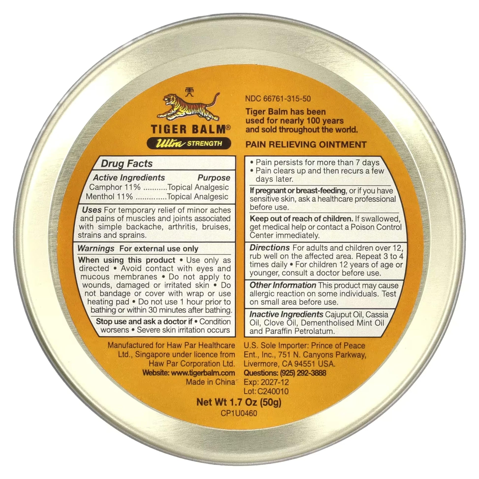 Tiger Balm Sport Rub Pain Relieving Ointment, Ultra Strength 1.70 oz (Pack of 5) Tiger BalmAu supplements