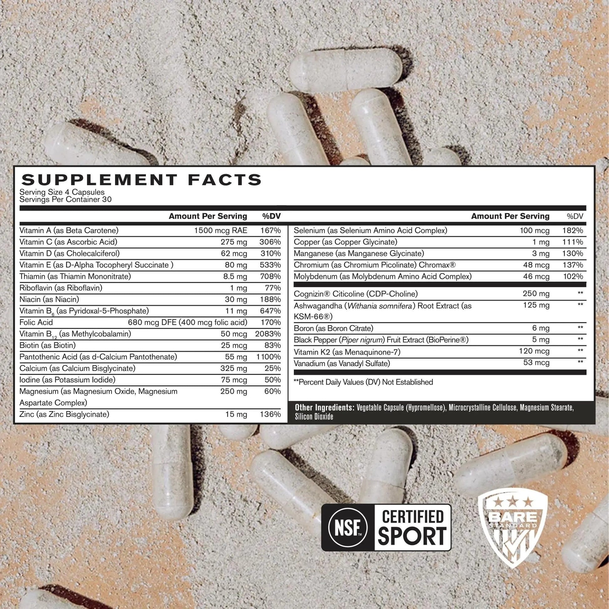 BARE PERFORMANCE NUTRITION BPN Strong Multi-Vitamin 30 Day Supply + Recover Post-Workout Muscle Recovery Drink Mix BARE PERFORMANCE NUTRITIONAu supplements