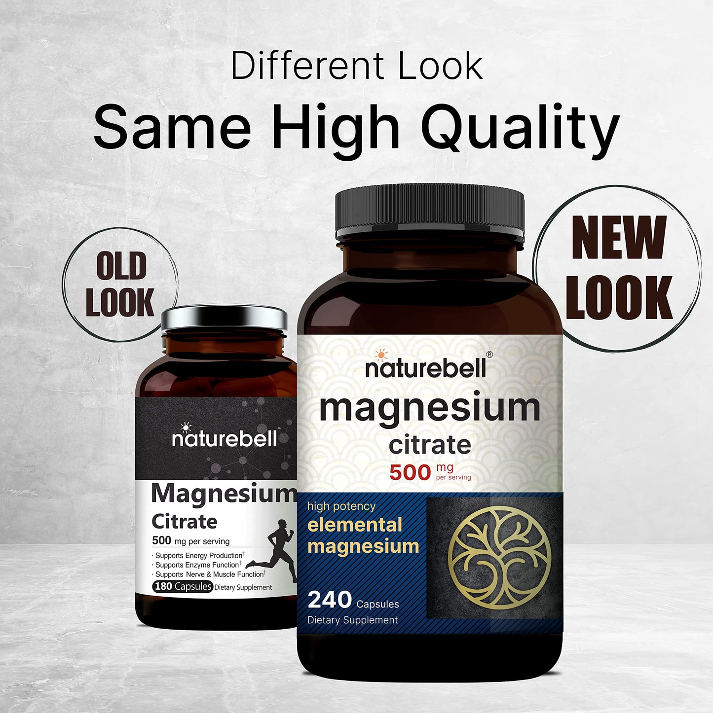 2 Pack Magnesium Citrate 500mg, 480 Capsules | High Purity Elemental Form NatureBellUS supplements