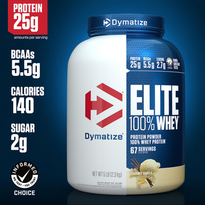 Dymatize Elite 100% Whey Protein Powder, 25g Protein, 5.5g BCAAs & 2.7g L-Leucine DymatizeUS supplements