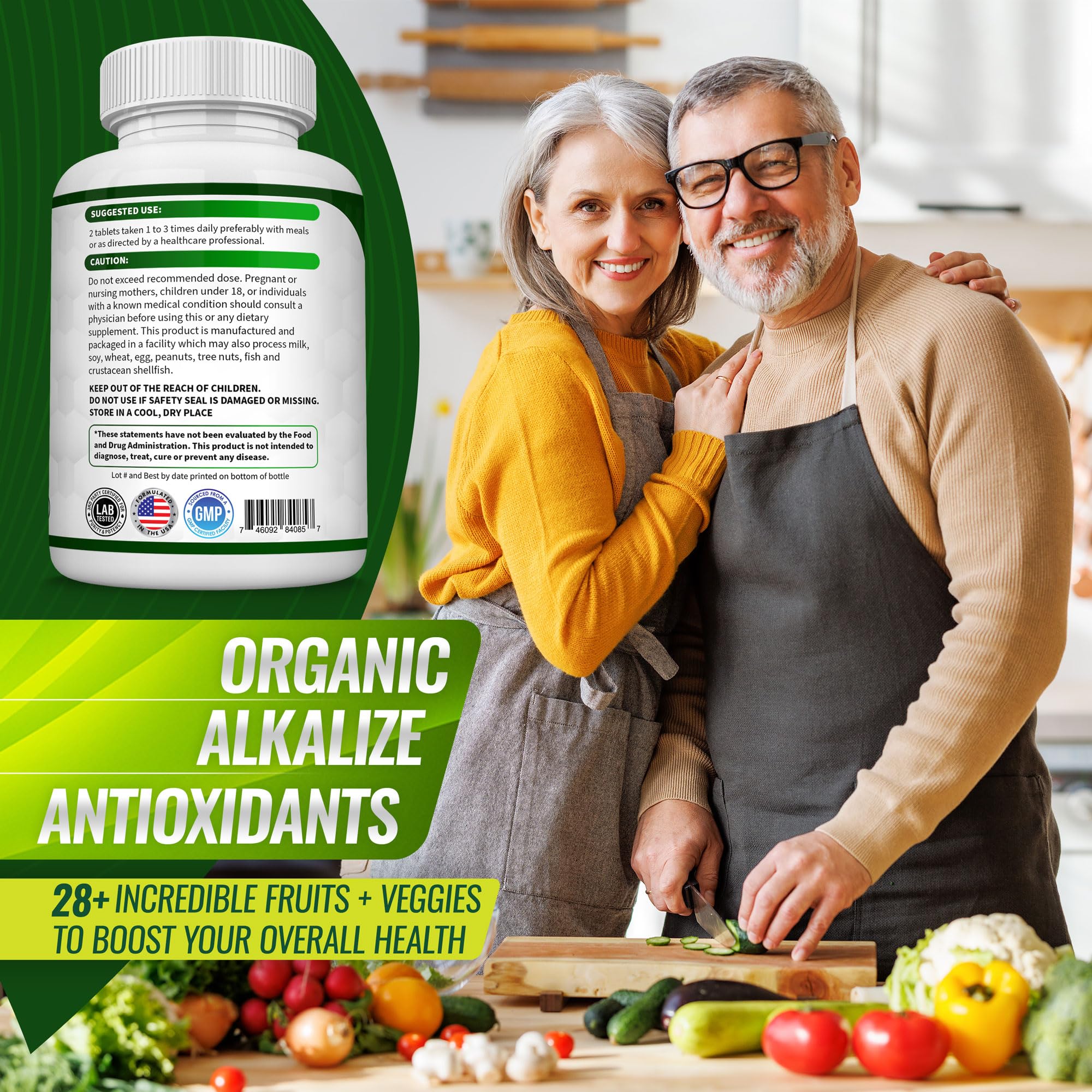 Organic Super Greens Capsules Superfood Fruit Veggie Supplement - 28 Powerful Natural TopluxUS supplements