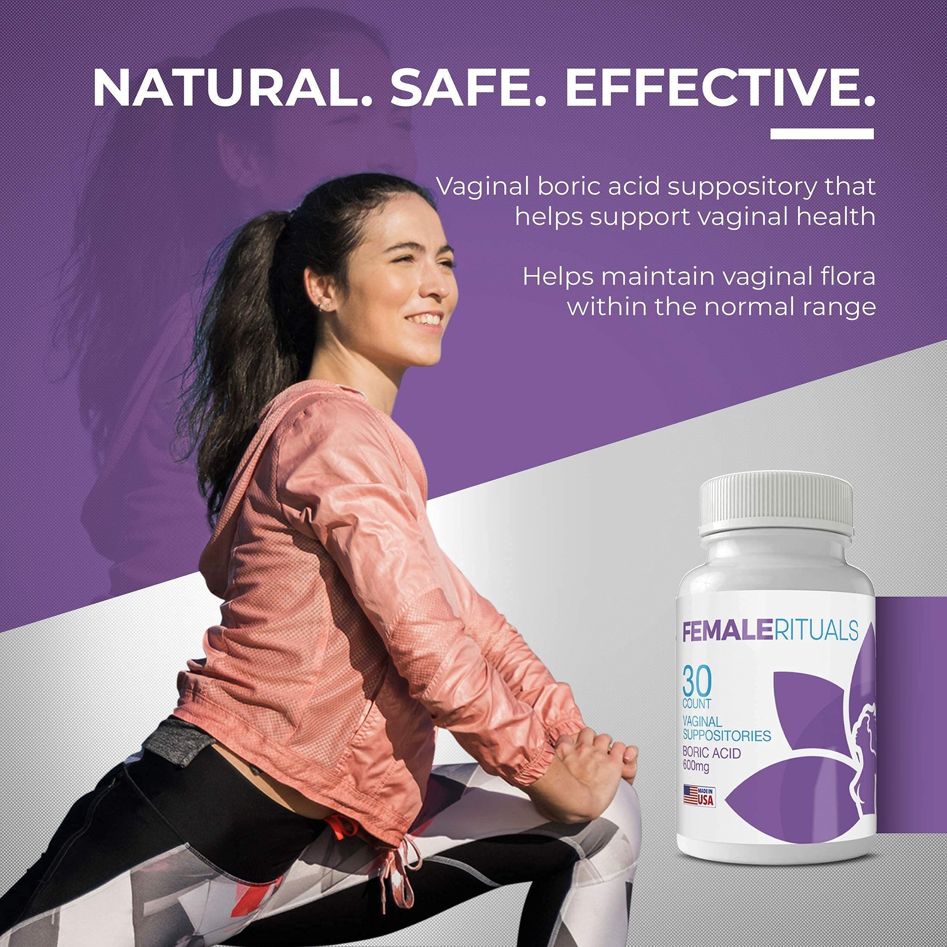 FEMALE RITUALS - Vaginal Moisturizer Boric Acid Suppositories for PH Balance - Bad Odors FEMALE RITUALSAu supplements