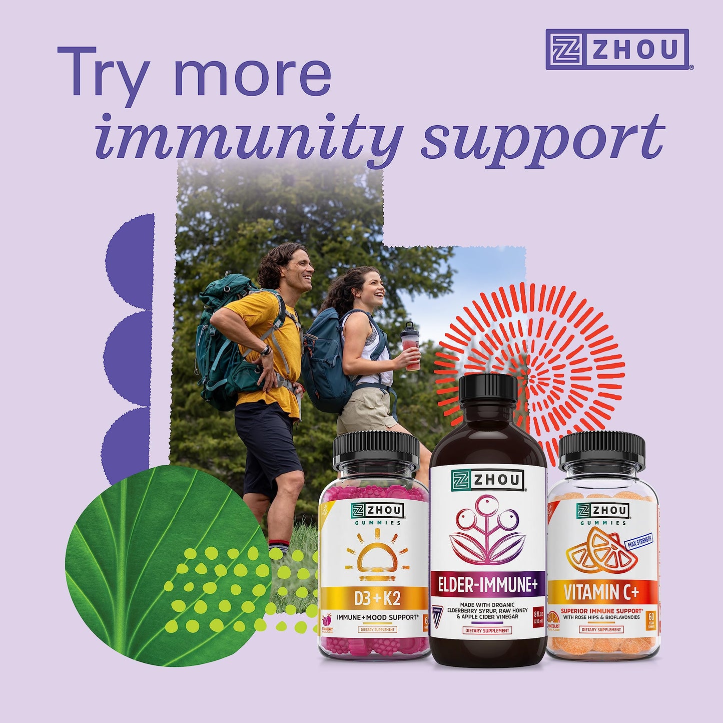 Zhou Nutrition Elder-Mune Sambucus Elderberry Gummies with Zinc and Vitamin C Zhou NutritionUS supplements