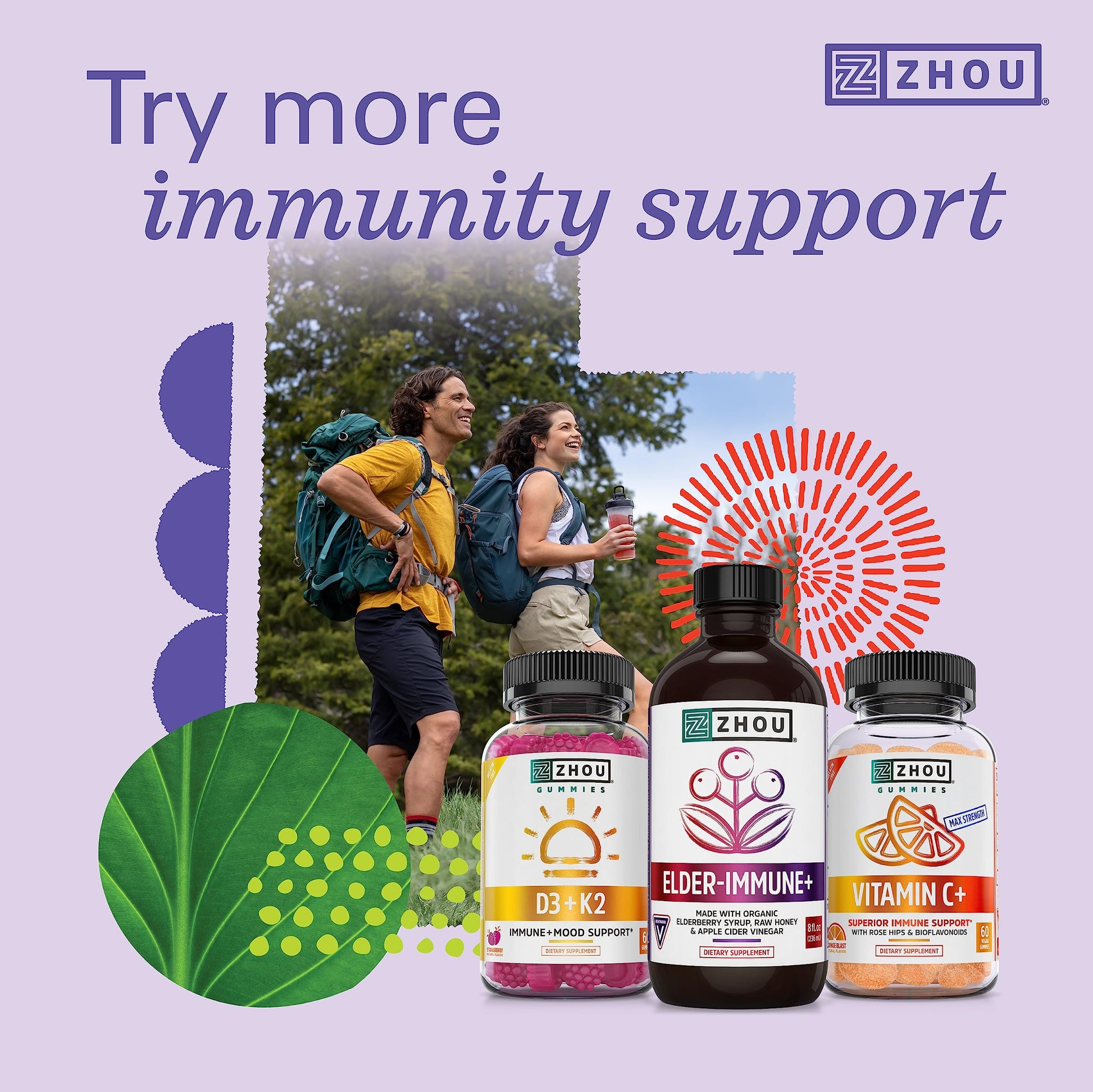 Zhou Nutrition Elder-Mune Sambucus Elderberry Gummies with Zinc and Vitamin C Zhou NutritionUS supplements