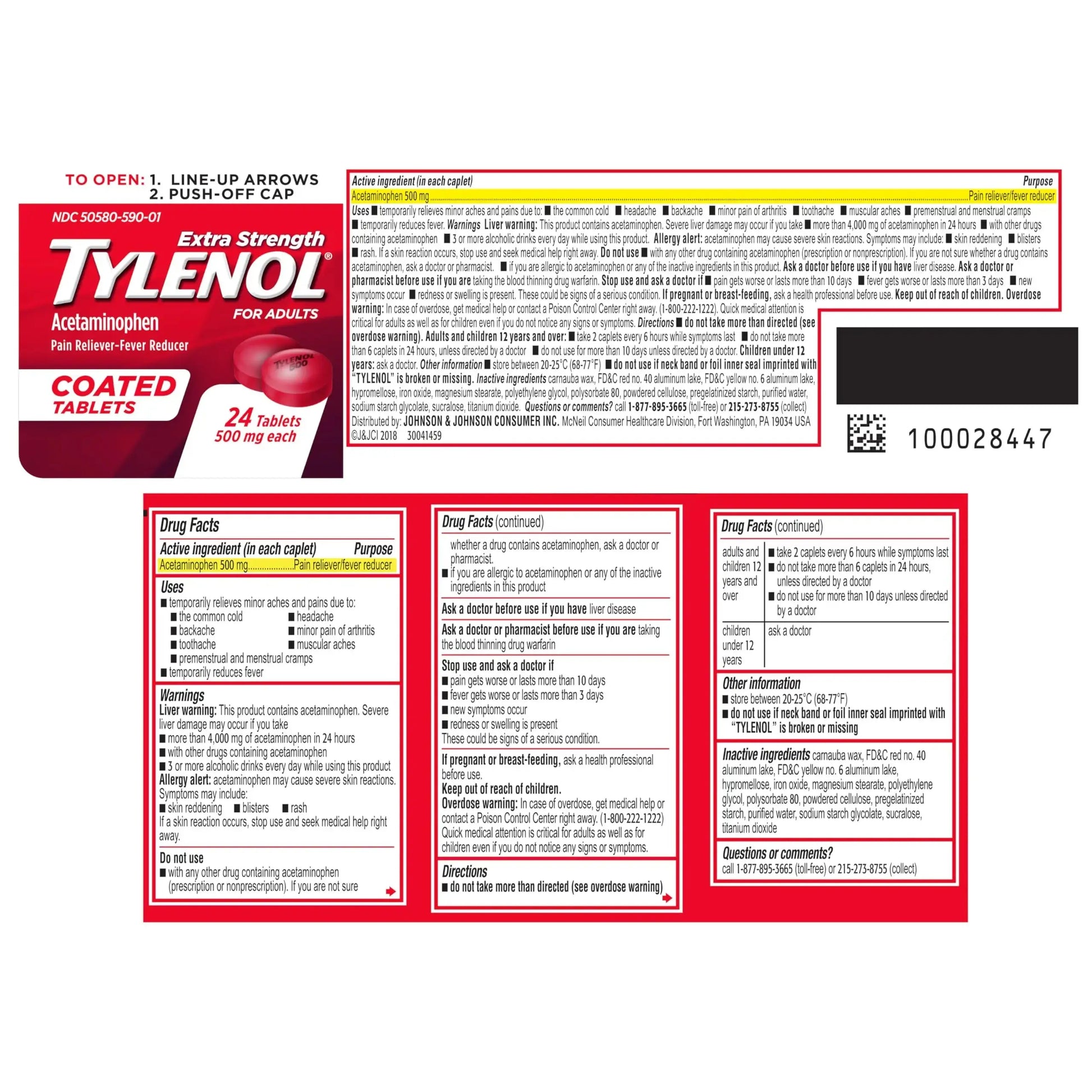 Tylenol Extra Strength Pain Reliever & Fever Reducer, Round Coated Tablets, 500 mg Acetaminophen Pain Relief Pills for Headache, Toothache & Minor Arthritis Pain, 24 ct TylenolAu supplements