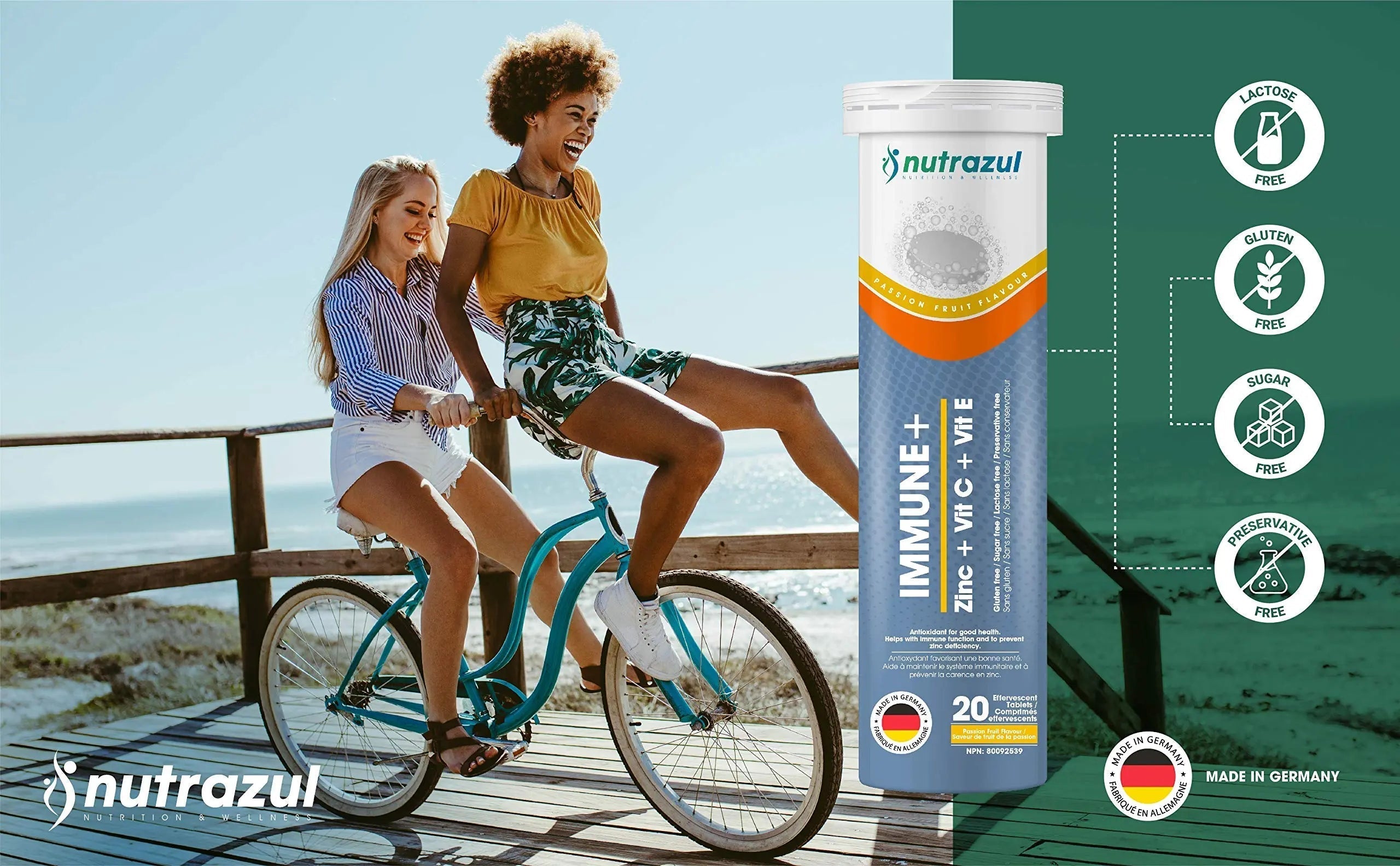 nutrazul Immune+ Effervescent Tablets | Vitamin C and Zinc with Vitamin E | 20 Tablets | Immune Support for Adults & Kids nutrazulAu supplements