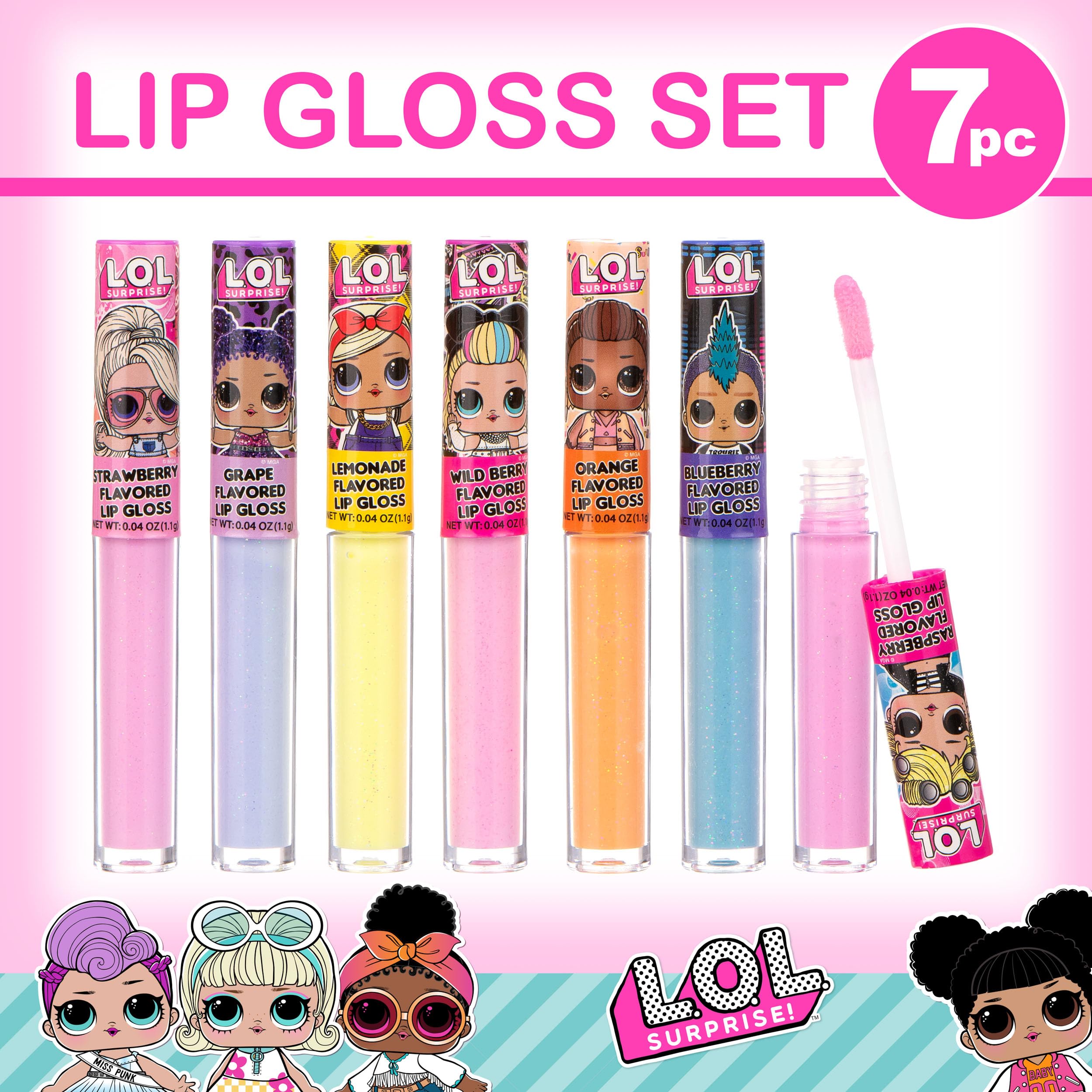 L.O.L Surprise 7-Pack Lip Gloss for Girls, Lol Lip Gloss L.O.L. Surprise!Au supplements