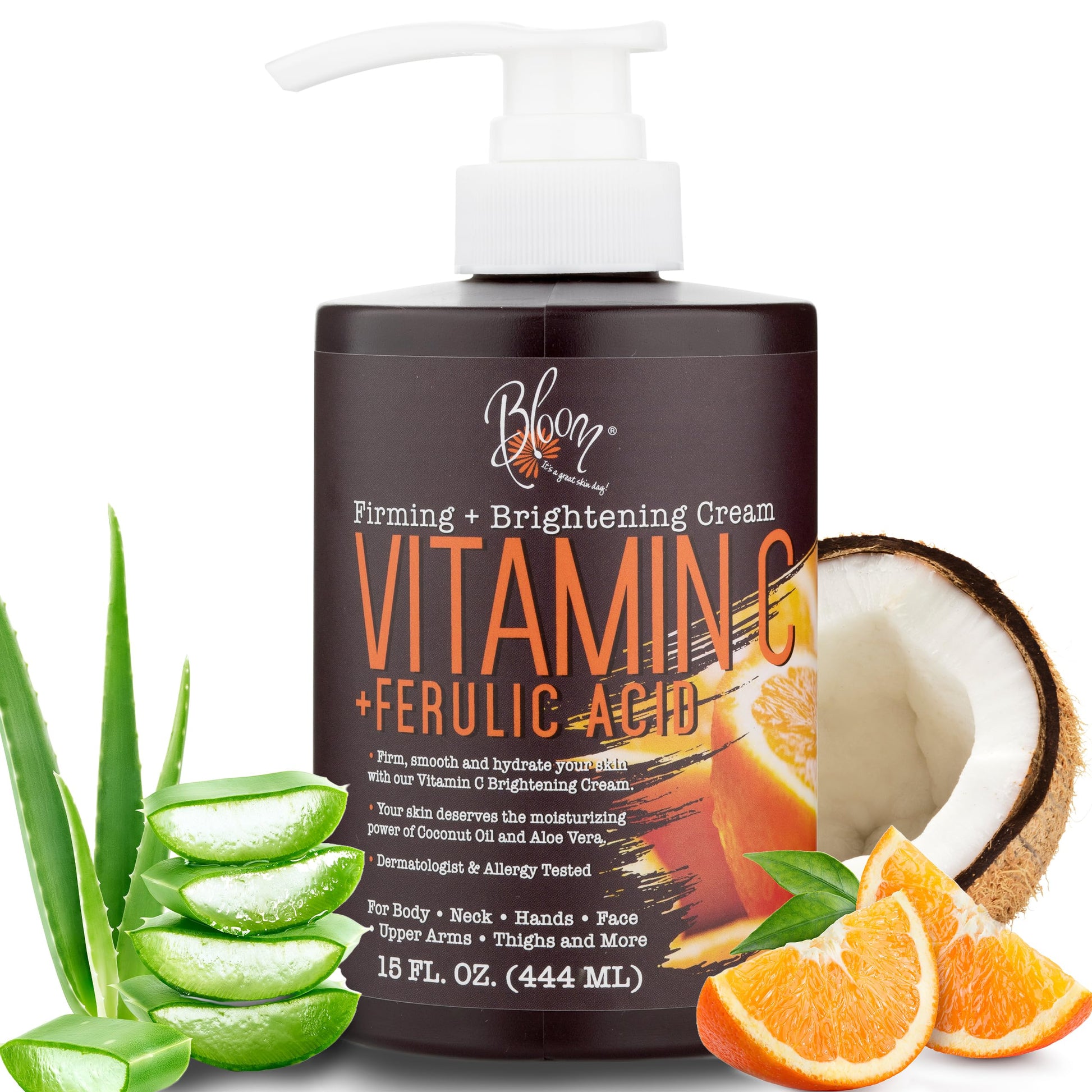 BLOOM Vitamin C Cream Body Lotion & Face Moisturizer W/Coconut Oil | Natural Skin Care BLOOM IT'S A GREAT SKIN DAY!US supplements