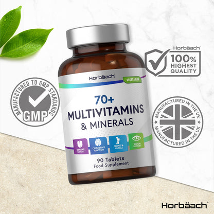 Multivitamin 70 Plus Tablets | 90 Count | with Essential Vitamins and Minerals | for Men and HorbäachUS supplements