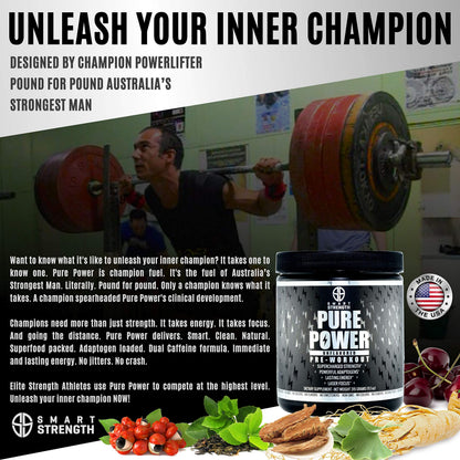 Pre Workout, Best All Natural PreWorkout Supplement. Pure Power, Healthy Pump, Clean SMART STRENGTHUS supplements