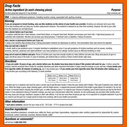 Nicorette 2 mg Nicotine Gum to Help Stop Smoking - Fruit Chill Flavored NicoretteUS supplements