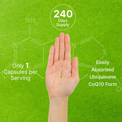 CoQ10 100mg, 240 Capsules – with Omega 3 Fatty Acid 100mg – Bioavailable Coenzyme DEAL SUPPLEMENTUS supplements
