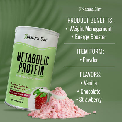 NaturalSlim Metabolic Whey Protein Powder Strawberry – Low Carb, Meal Replacement NaturalSlimUS supplements