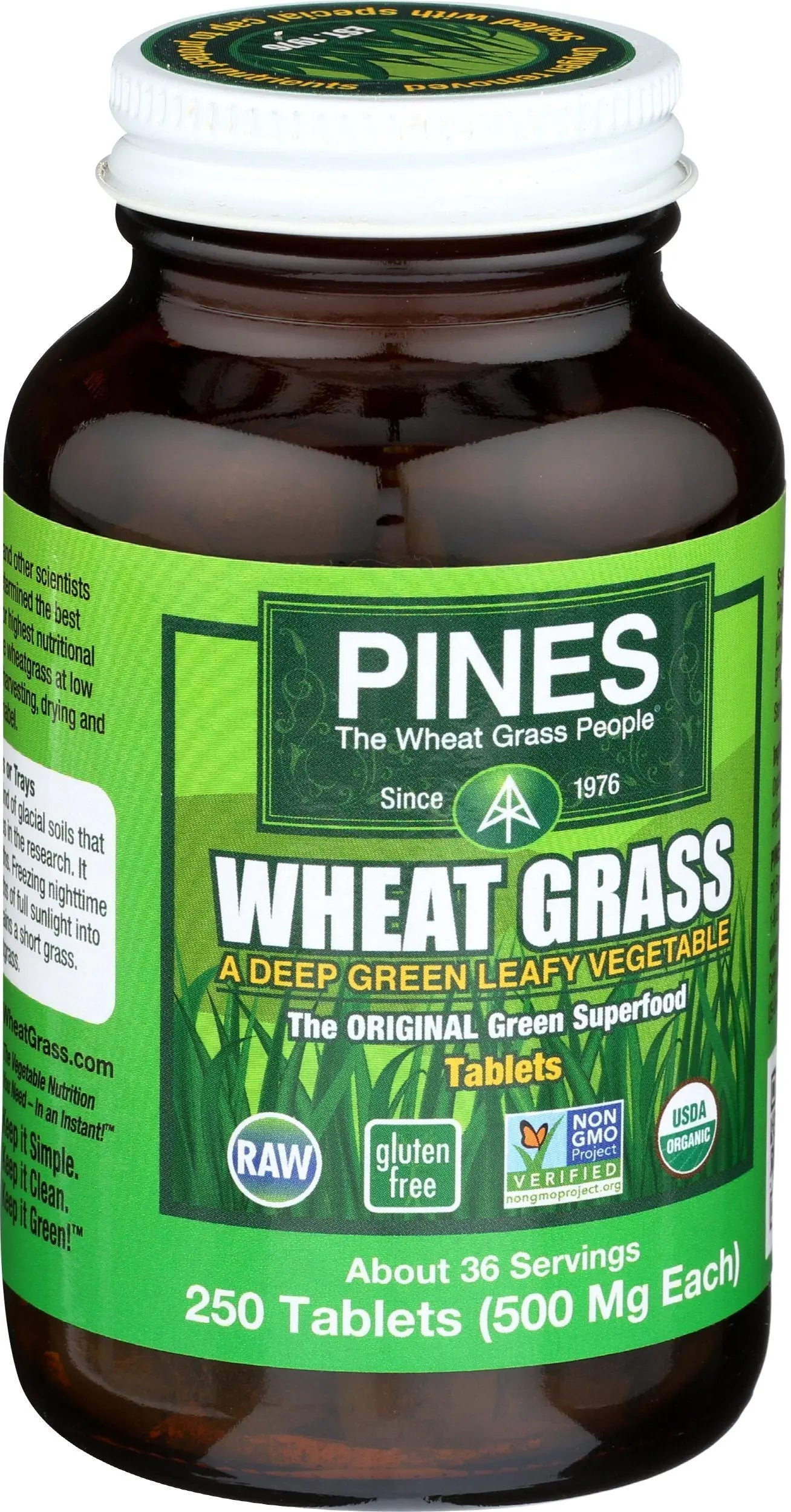 PINES Organic Wheat Grass, 250 Count Tablets | PINES Wheat Grass as featured in the new blockbuster film, Ocean's 8! Pinesnz supplements